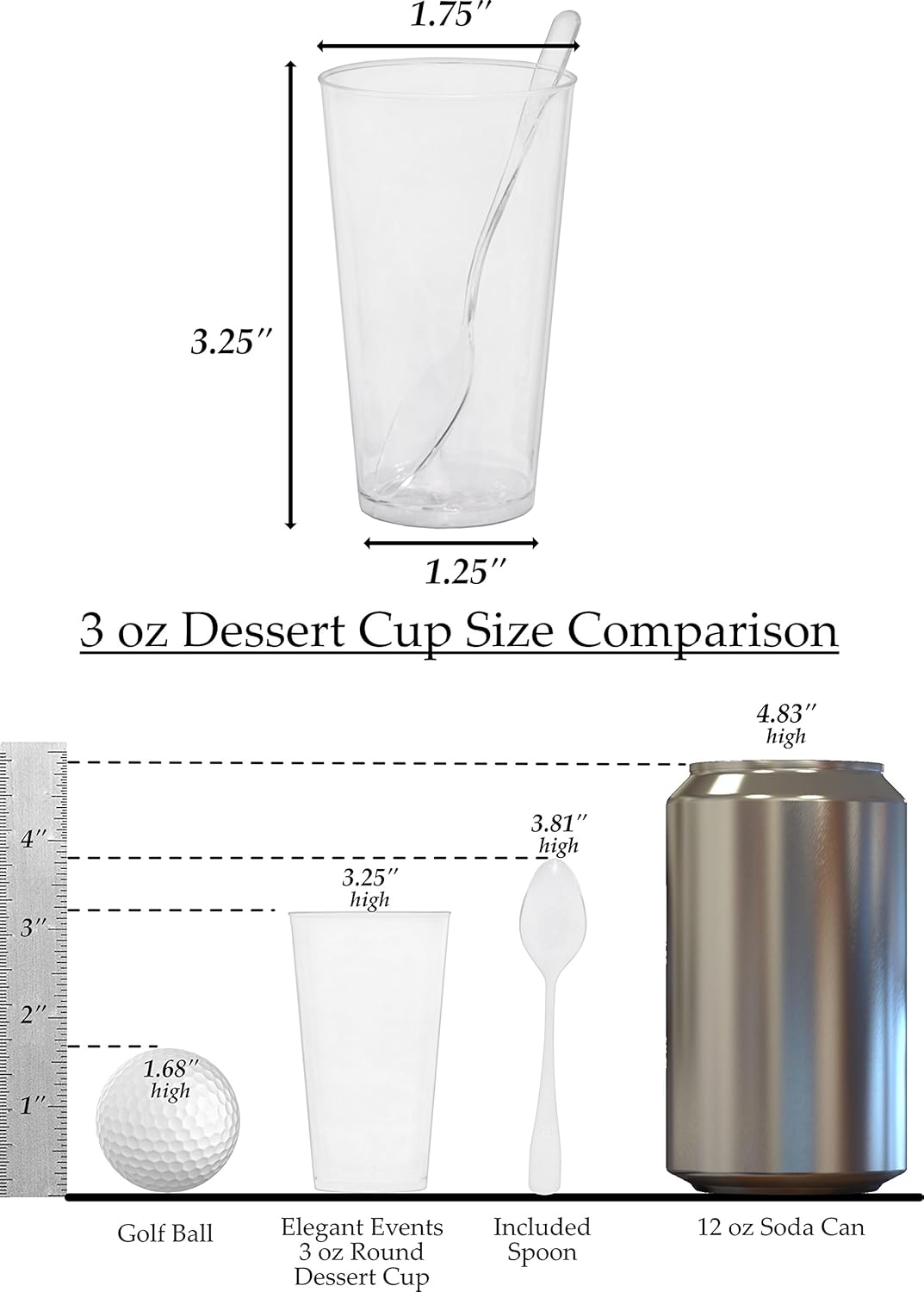 60% Off Discount 3 oz x 100 ct Dessert Cups with Spoons | Disposable Round Plastic Dessert Shooter Cups, Appetizer Bowls, Shot Glasses, Catering Supplies | by ImpiriLux