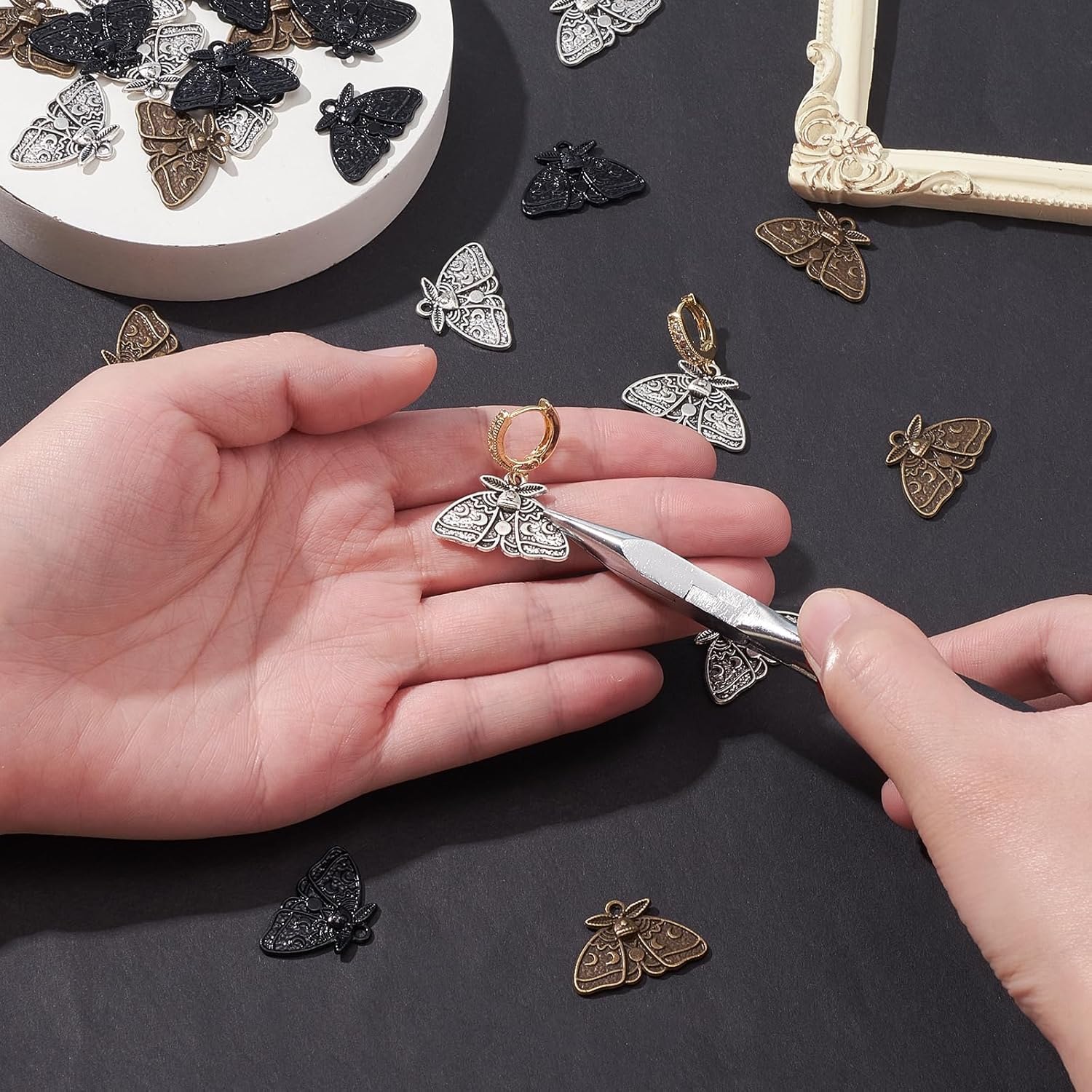 30 Pcs Gothic Witchy Insect Animal Charms for Jewelry Making Tibetan Style Alloy Moon Phase Pendants for Bracelet Necklace Earring DIY Crafts - Image 5