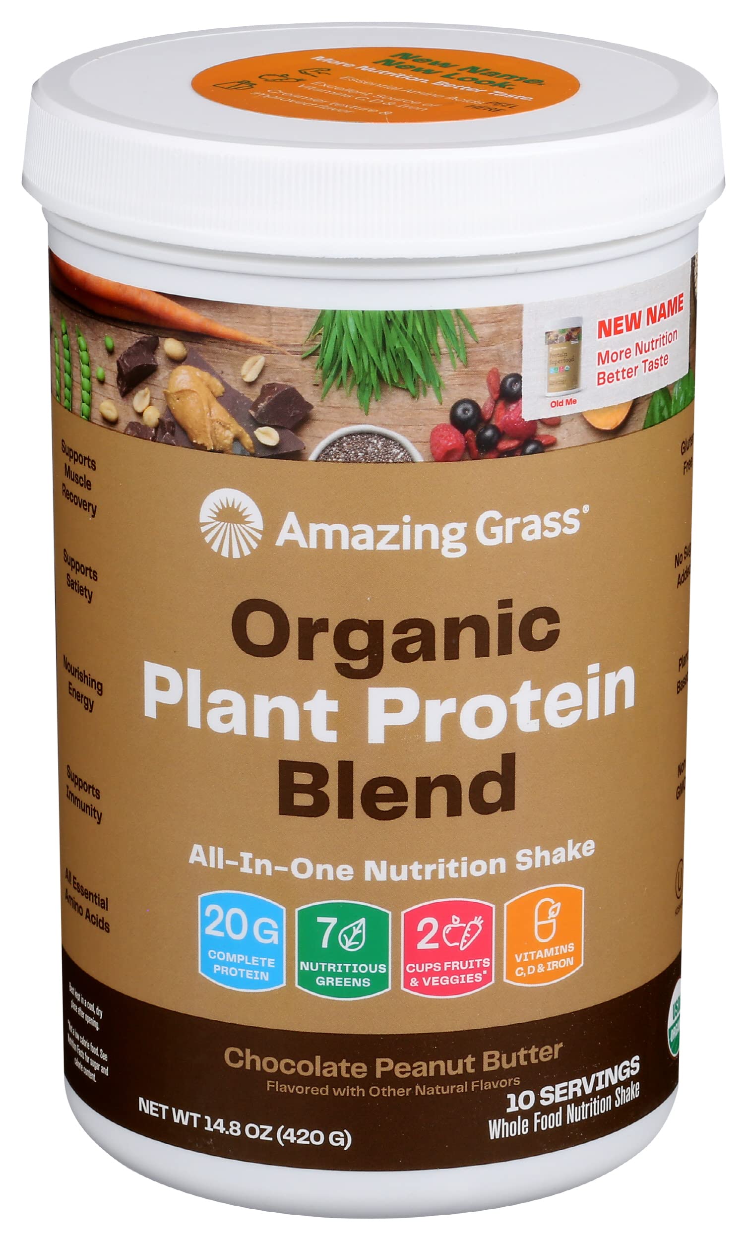 Organic Plant Protein Blend: Vegan Protein Powder, New Protein Superfood Formula, All-In-One Nutrition Shake with Beet Root, Chocolate Peanut Butter, 10 Servings, 14.8 Ounce (Pack of 1)