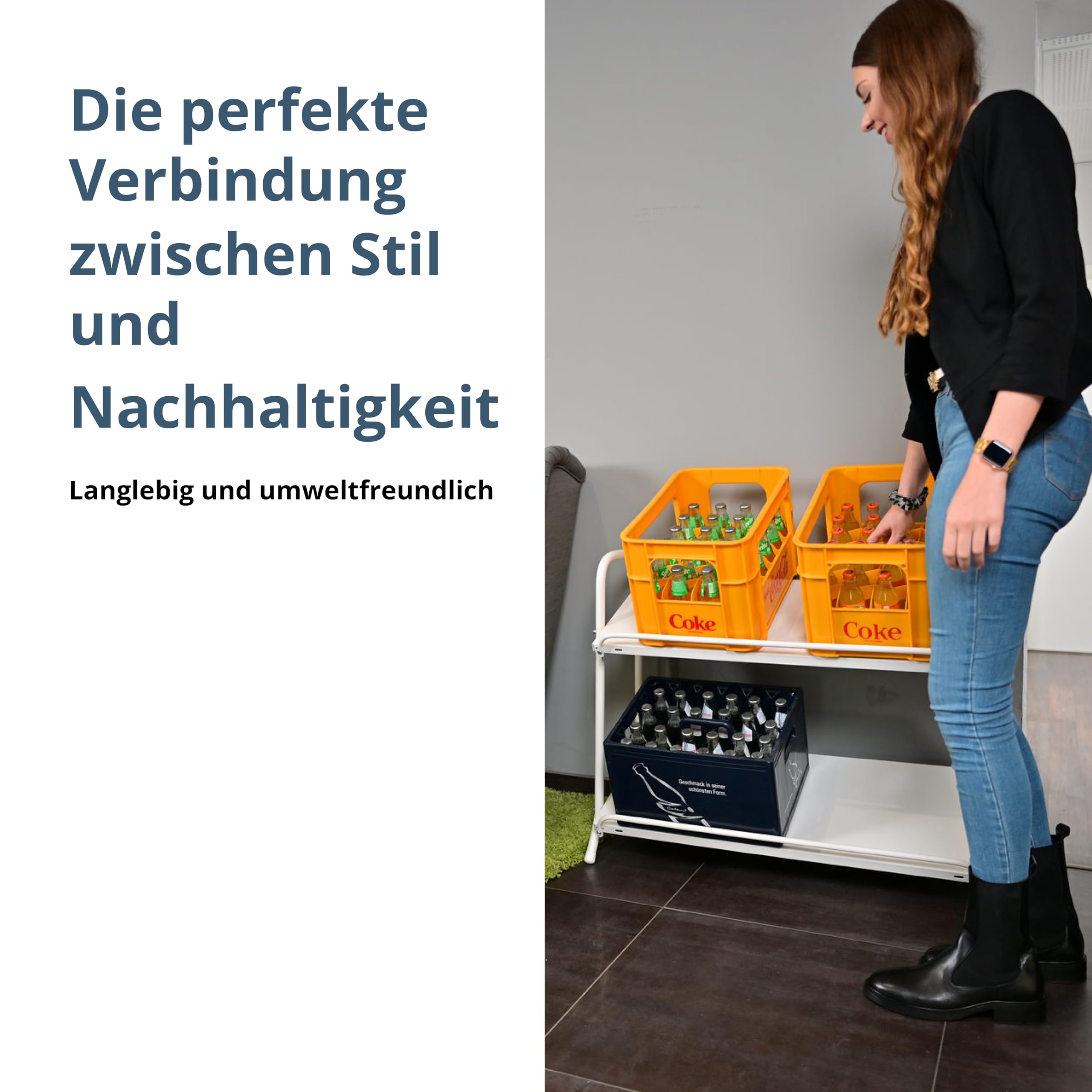 SCHULTE Regalwelt Getränkekistenregal für bis zu 6 Kisten, 74,5x95x40 cm (HxBxT), Traglast pro Ebene ca. 60 Kg, weiß, Getränkeregal, Bierkistenregal, Flaschenkastenständer, Wasserkistenregal