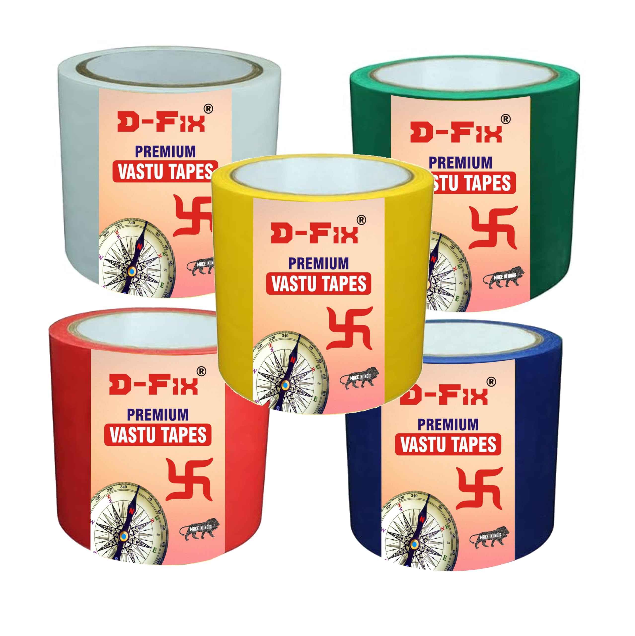 D-fix® 5PCS Vastu Color Floor Tapes, Vastu Tape Vastu Dosh Remedy/Vastu Correction for WC Toilet and Entrance (4Inch Wide, 25 Meter Length Approx) Red, Yellow, Green, Blue and White (B0CLYLCM83) Amazon Price History, Amazon Price Tracker