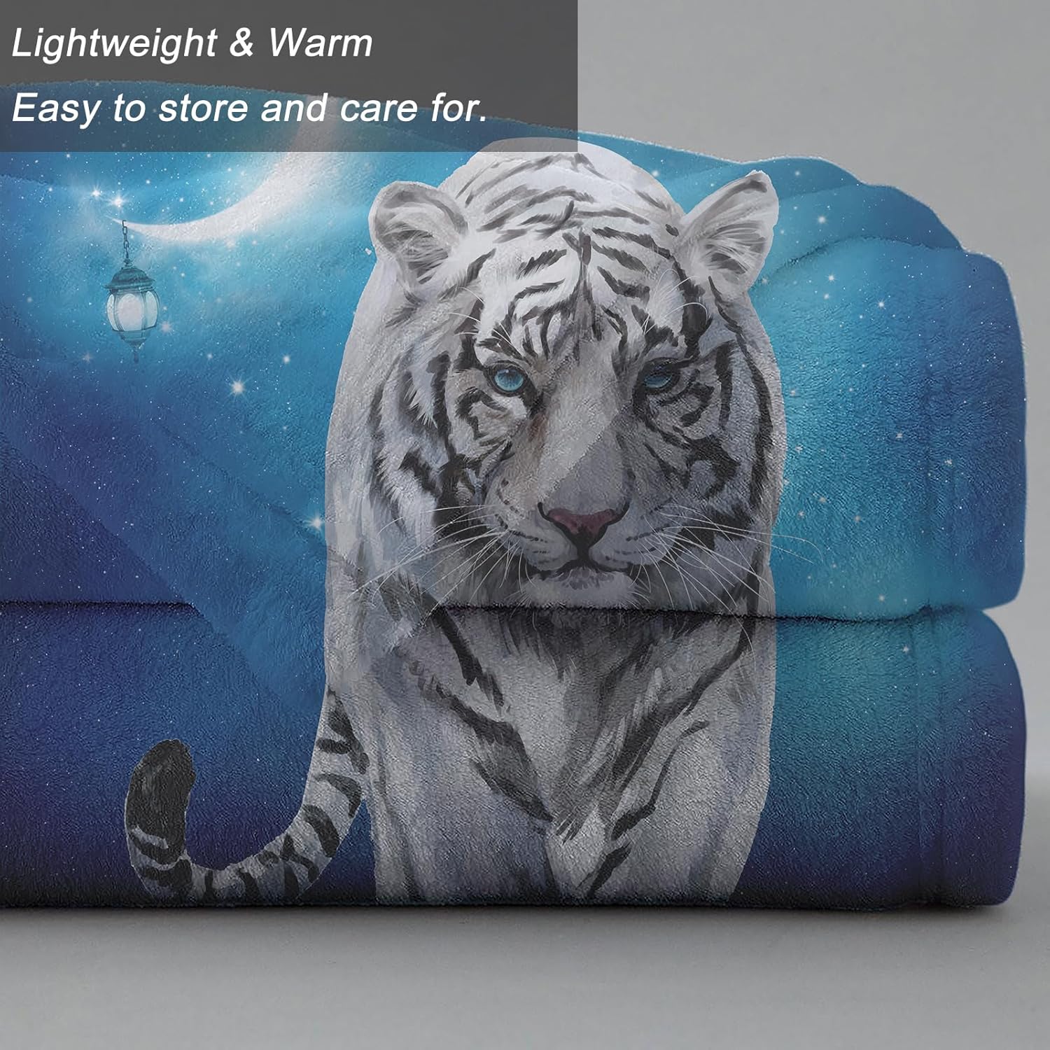 Ultra Soft Fleece Blanket- Lightweight & Warm Throw Blanket for Couch, Cozy Plush Sherpa Blanket for Adults Kids, Durable & Easy Care (White Tiger, 50x60 in) - Image 6