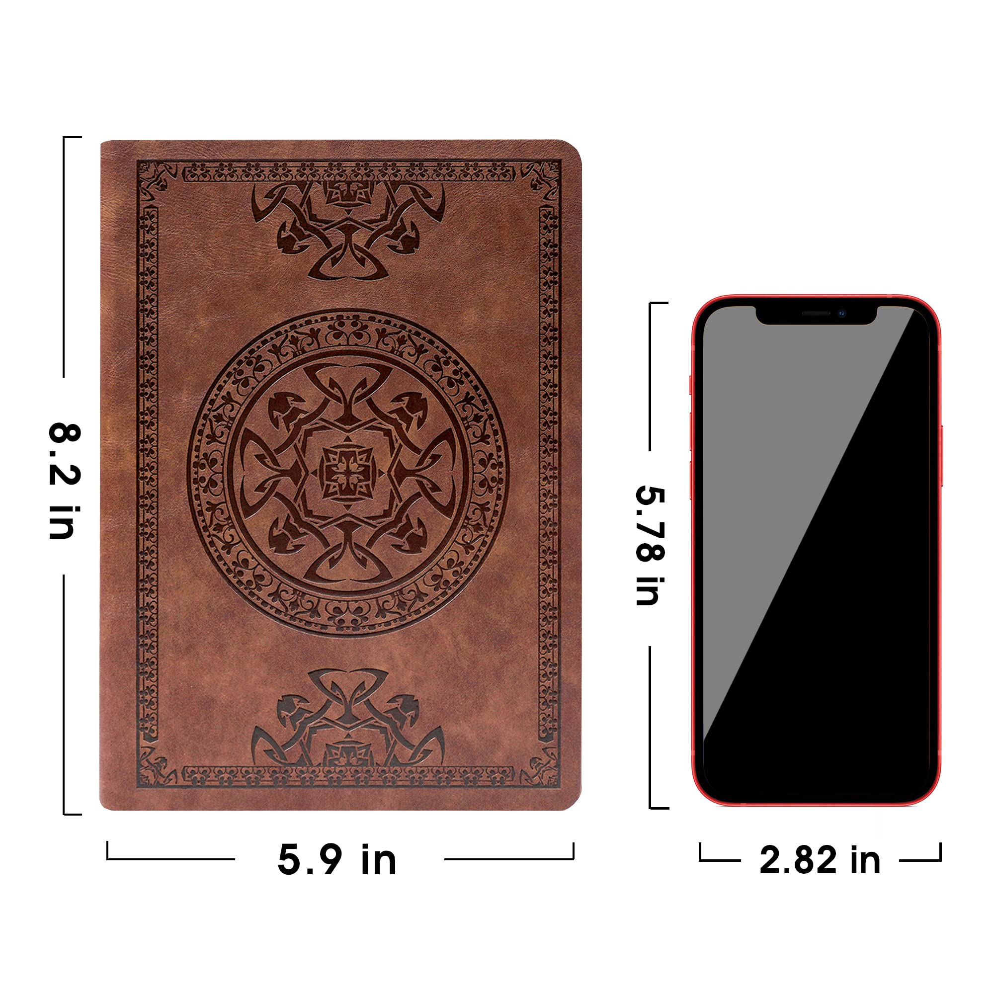 CAGIE Leather Vintage Journal for Men Women Soft Cover 288 Lined Pages Notebook 180 Lay Flat for Writing Travel Diary 5.7'' x 8.3'' - Image 4