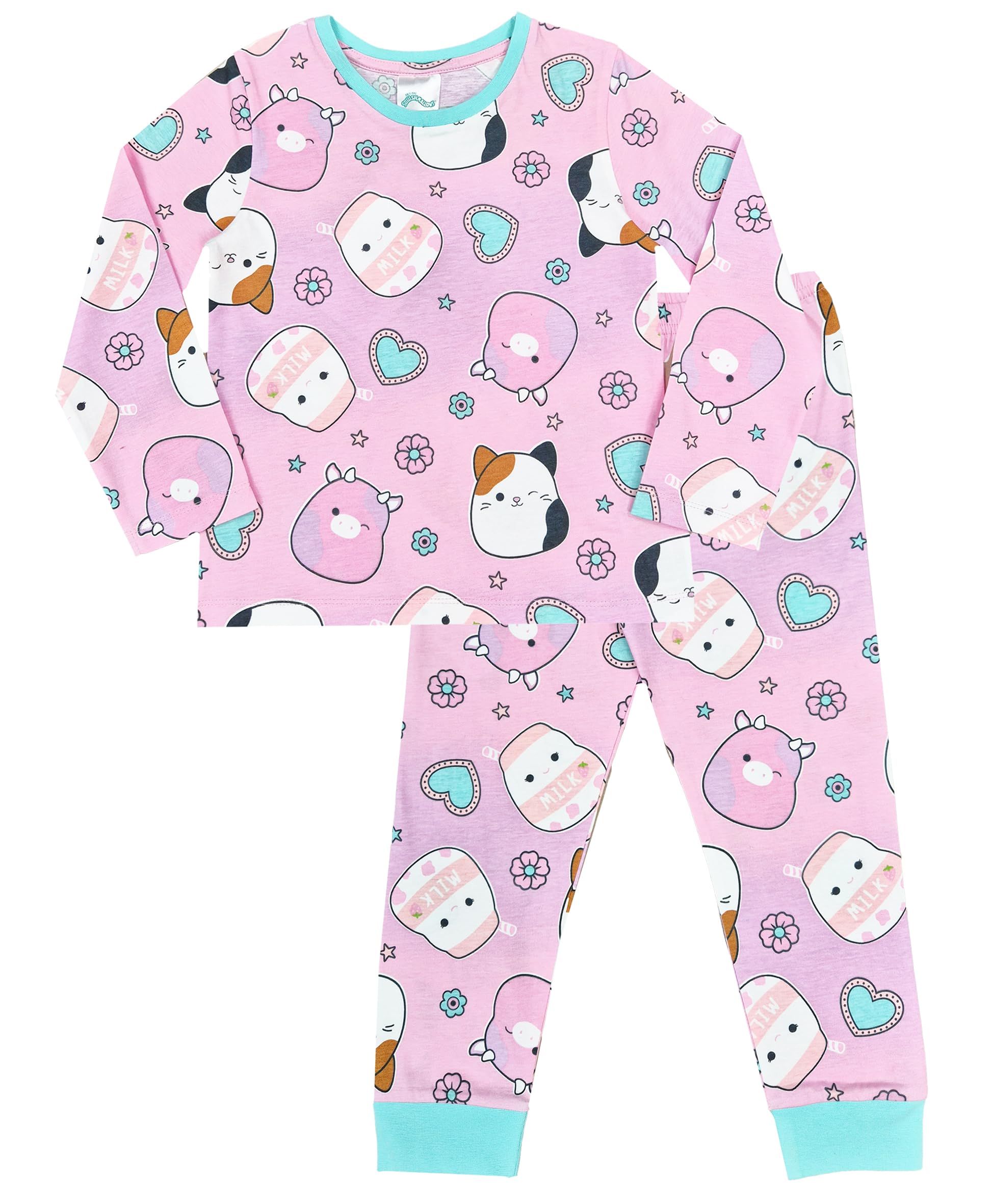 Squishmallows Girls Multicolour Pyjamas Character Nightwear Pink, 6-7 Years