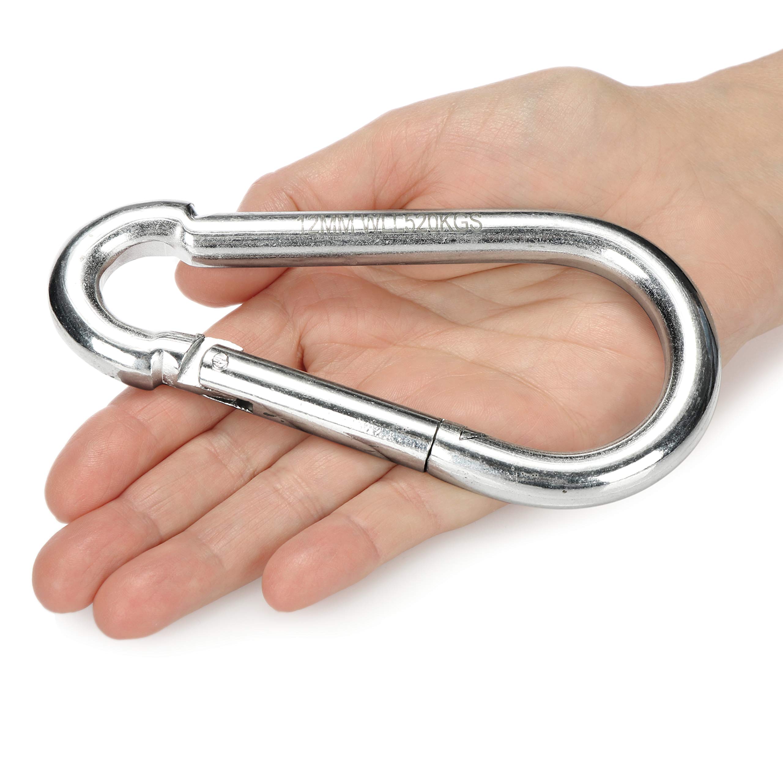 com-four® 2x Moschettoni - moschettoni in acciaio con portata di 520 kg - per tende, griglia galleggiante, sacco da boxe e molto altro