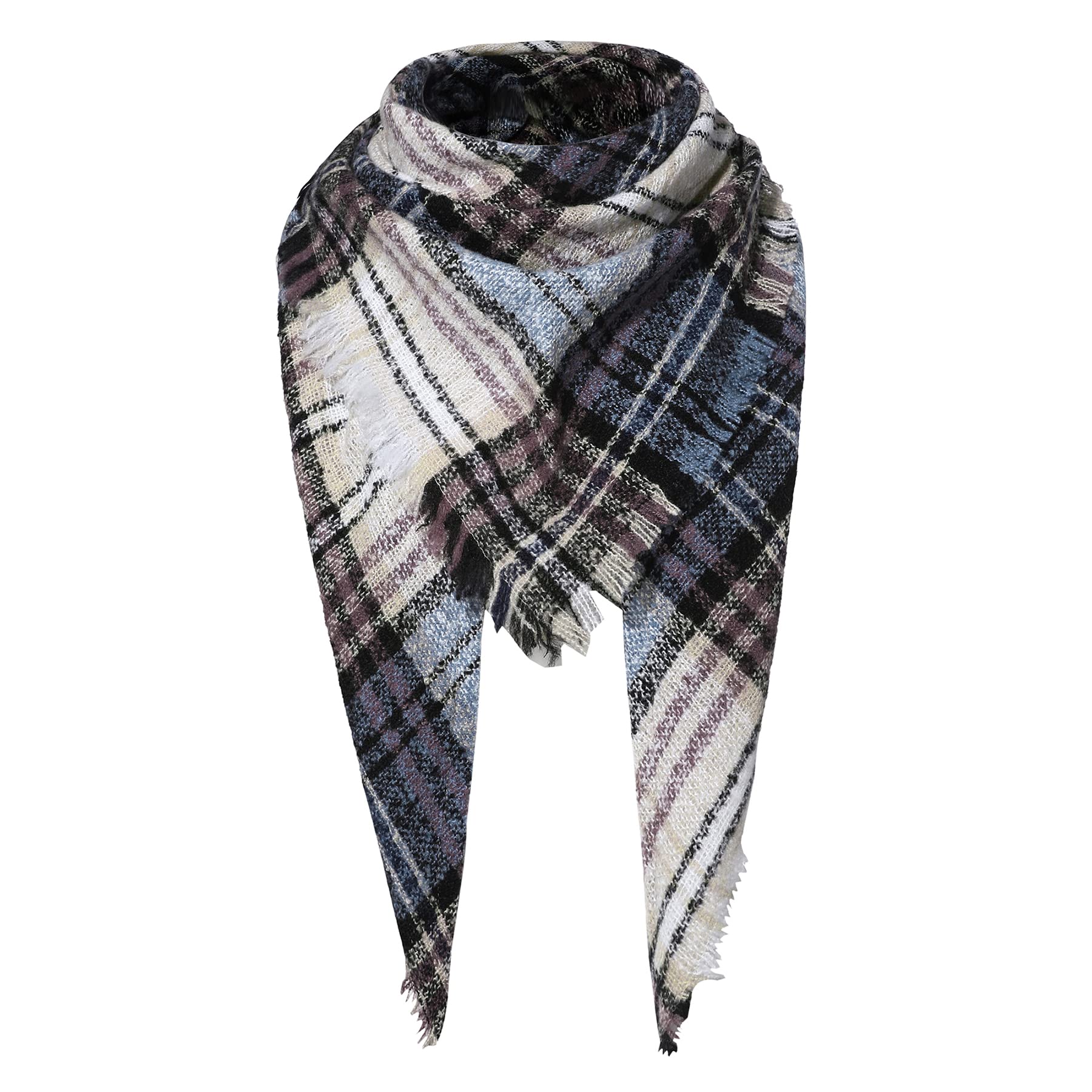 Plaid Blanket Thick Winter Scarf Tartan Chunky Wrap Oversized Shawl Cape Scarves