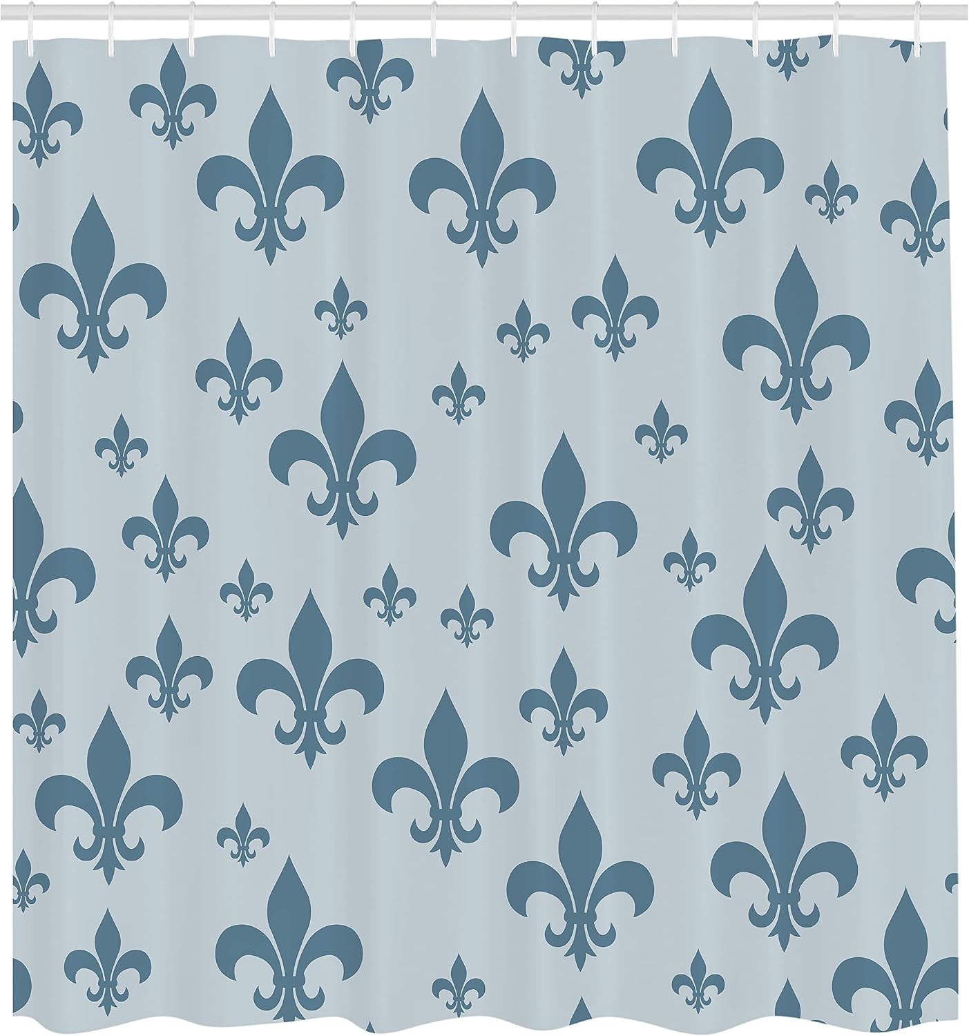 Ambesonne Fleur De Lis Shower Curtain, Lily Pattern Classic Retro Royal Vintage European Iris Ornamental Artwork, Cloth Fabric Bathroom Decor Set with Hooks, 69" W x 70" L, Blue Grey