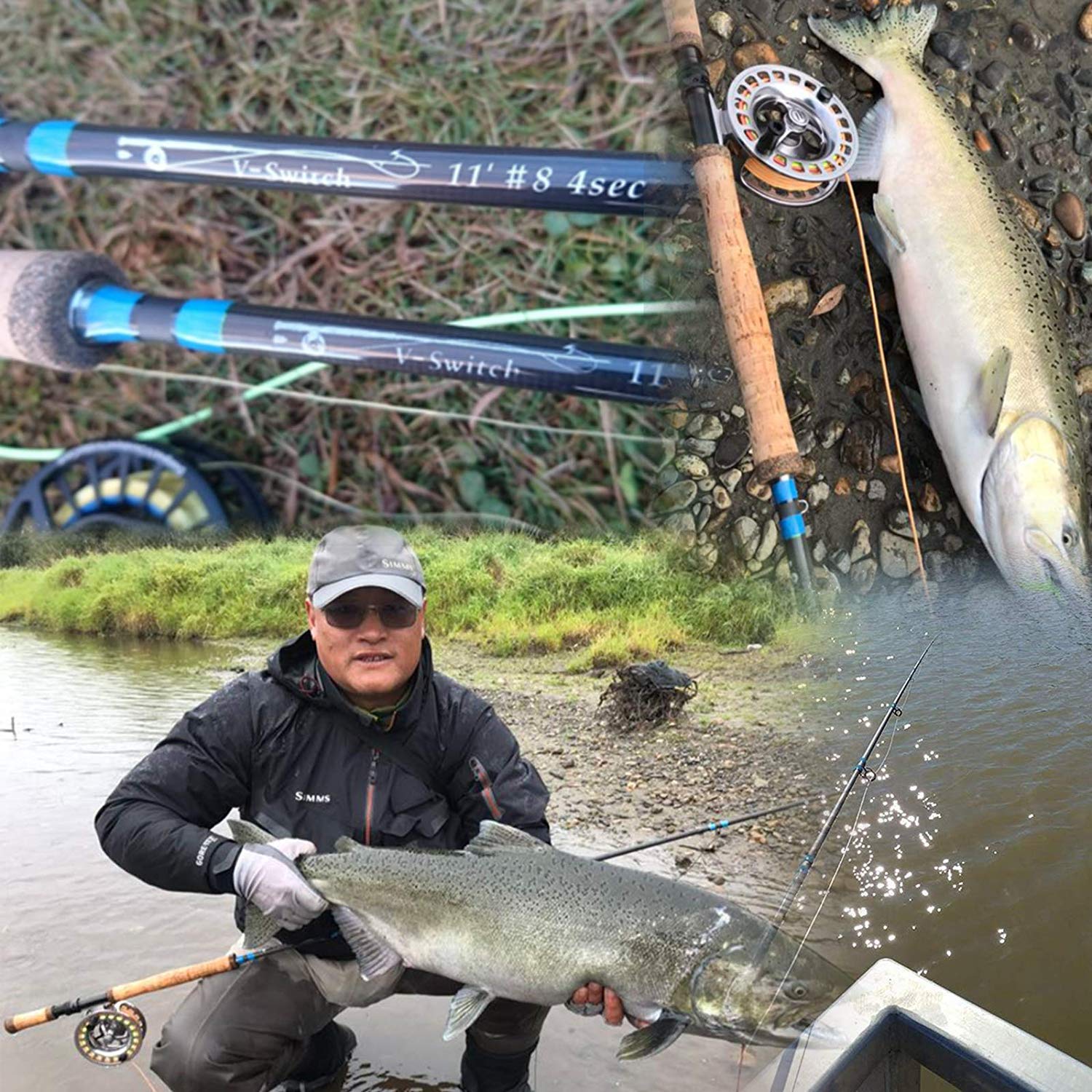 Spey/Switch Fliegenrute 4/5/6/7/9ft 4/5/6 teilige Rute IM10 Kohlefaser-Rute Angelrute mit Cordura Rohr
