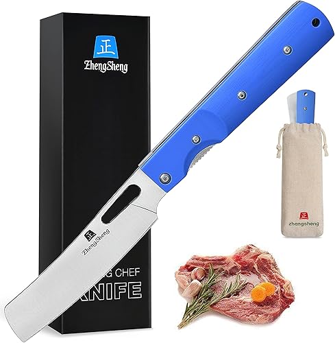 Miniatura 6 de ZhengSheng Folding Chef Knife 4.8" Sharp 440A Stainless Steel Blade G10 Handle Pocket Foldable Japanese Style Kitchen Knife for Outdoor Camping