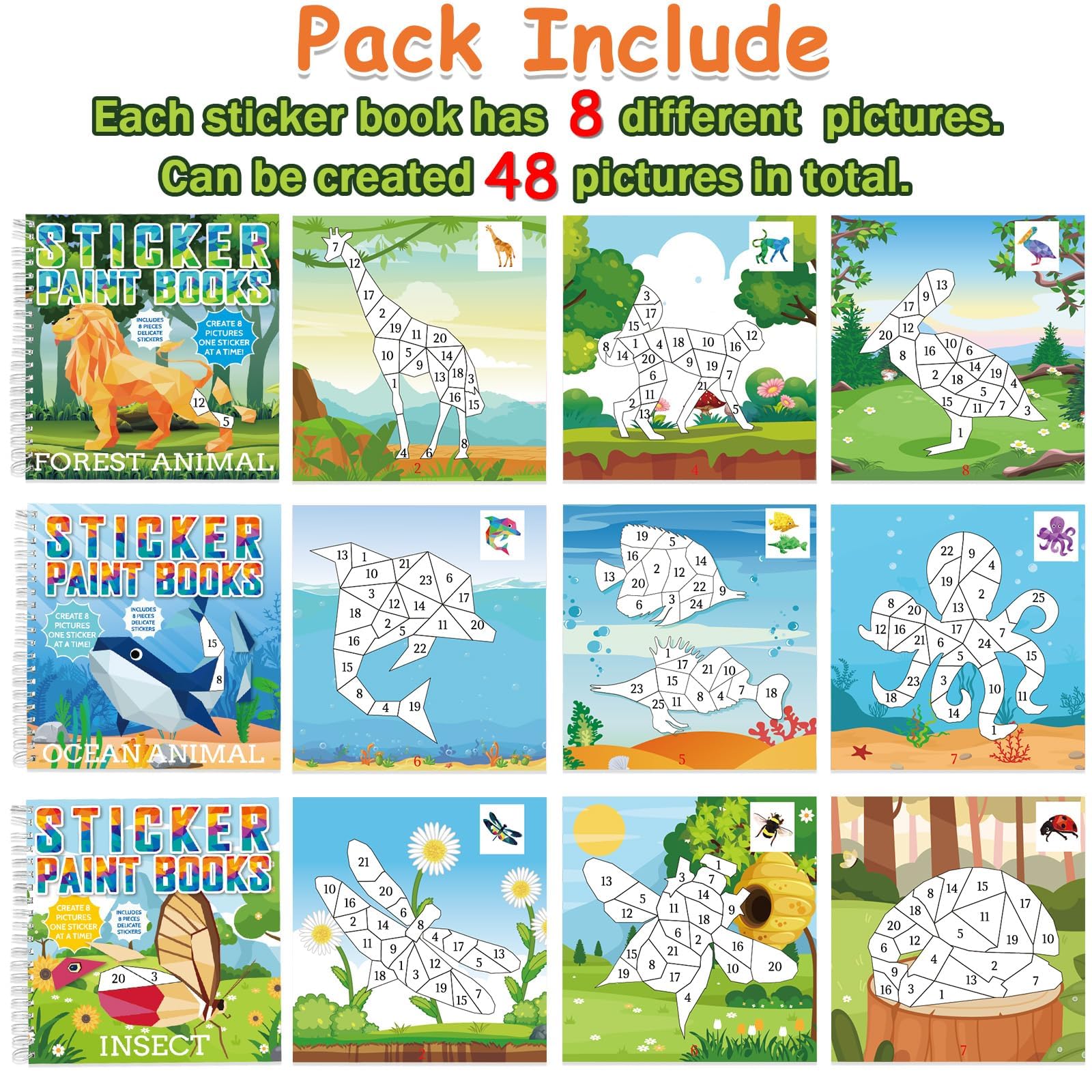 Amazon | ペイントバイステッカーブック6点 4~8歳のお子様向け