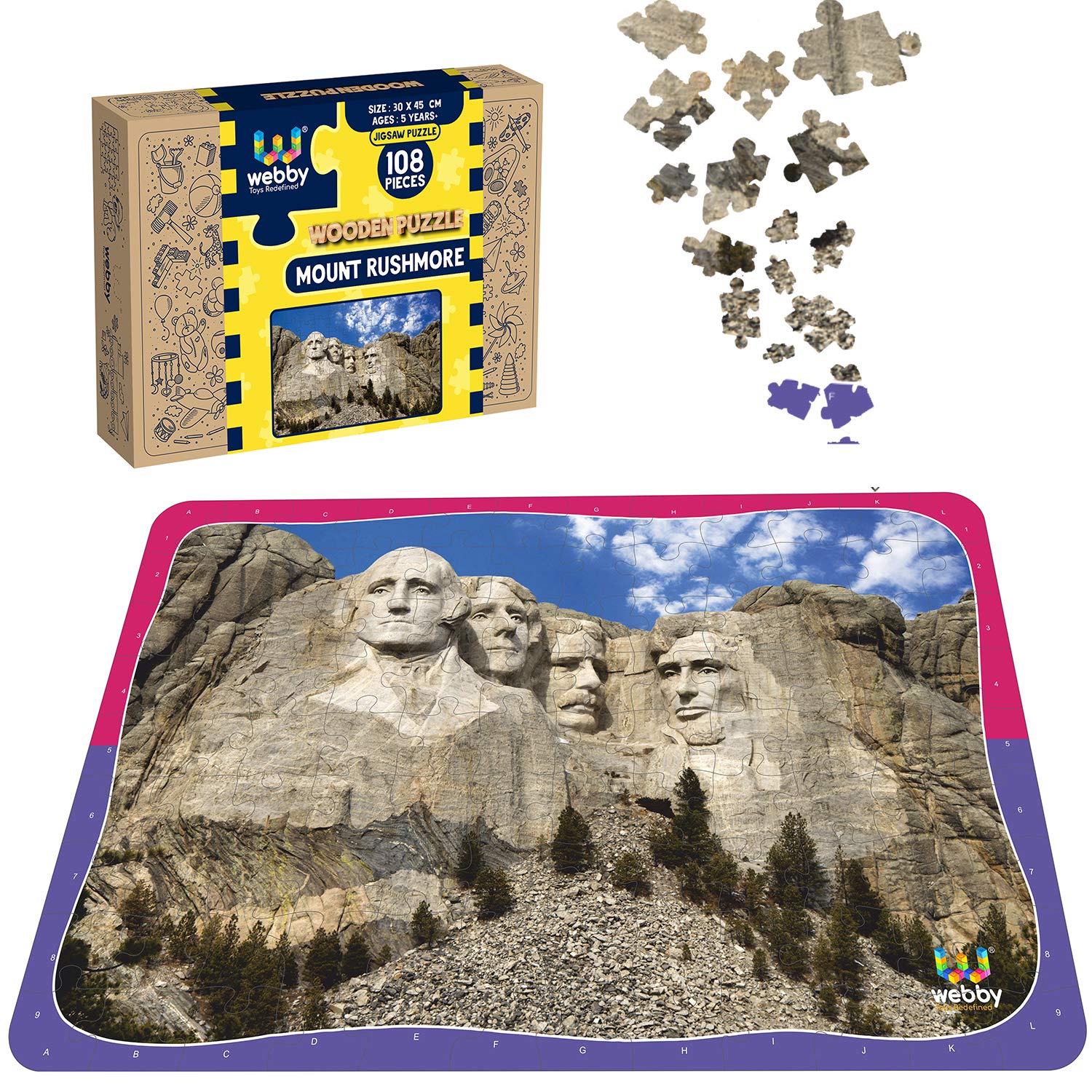 Webby Mount Rushmore Wooden Jigsaw Puzzle, 108 Pieces