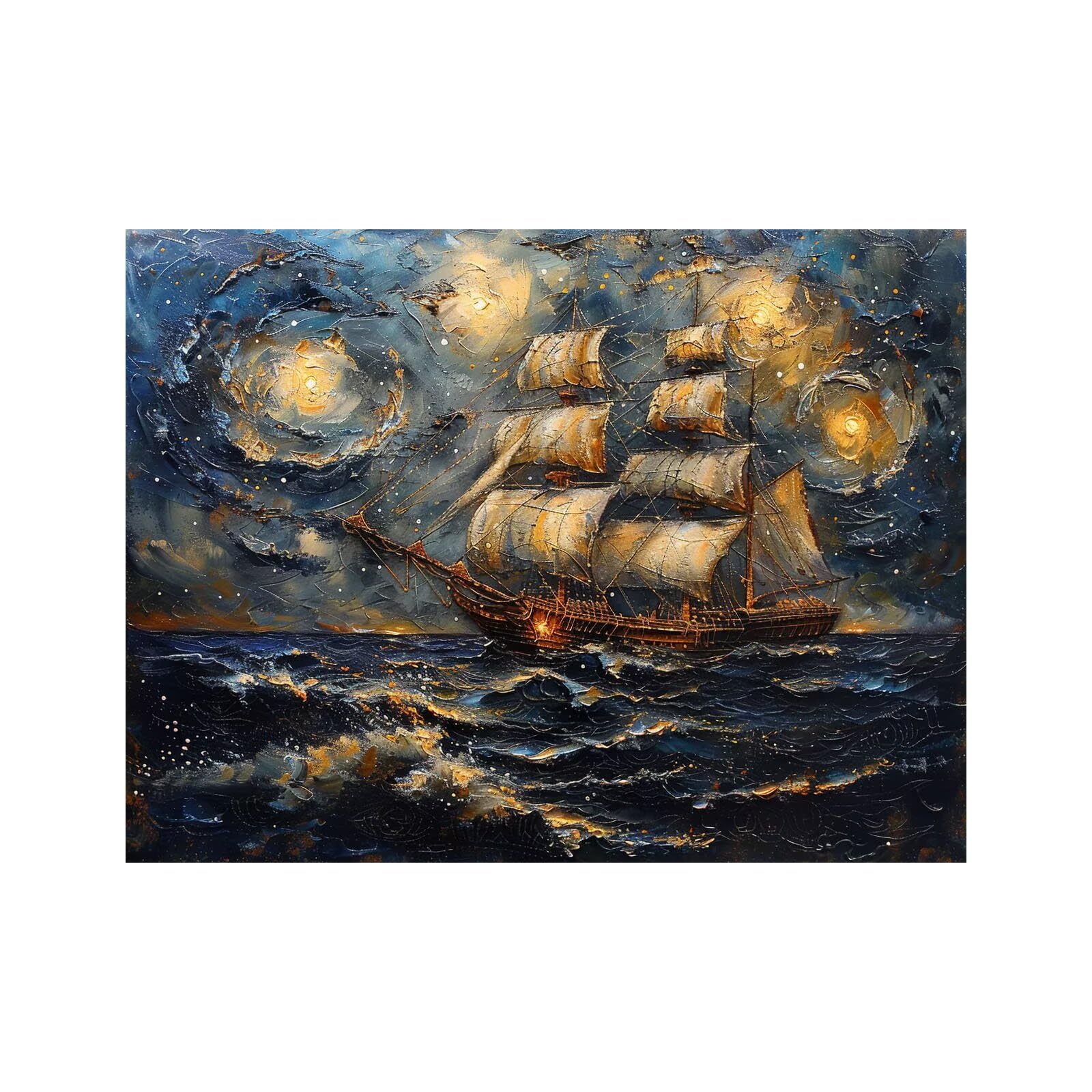 Starry Sky Paint by Numbers for Adults, Painting by Numbers for Adults, Craft Kits for Kids with Boat Canvas for Painting 54x40Inches Acrylic Paint Brush for Wall Art Room Decor, Gifts LZYH-2892