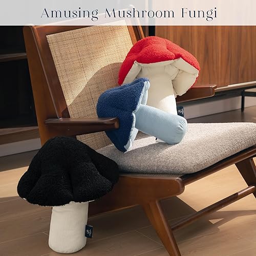 Miniatura 5 de Phantoscope Almohada en forma de hongo, almohada decorativa de vellón suave de hongo, bonito cojín en forma de 3D para sofá, cama, silla, rojo, 13 x