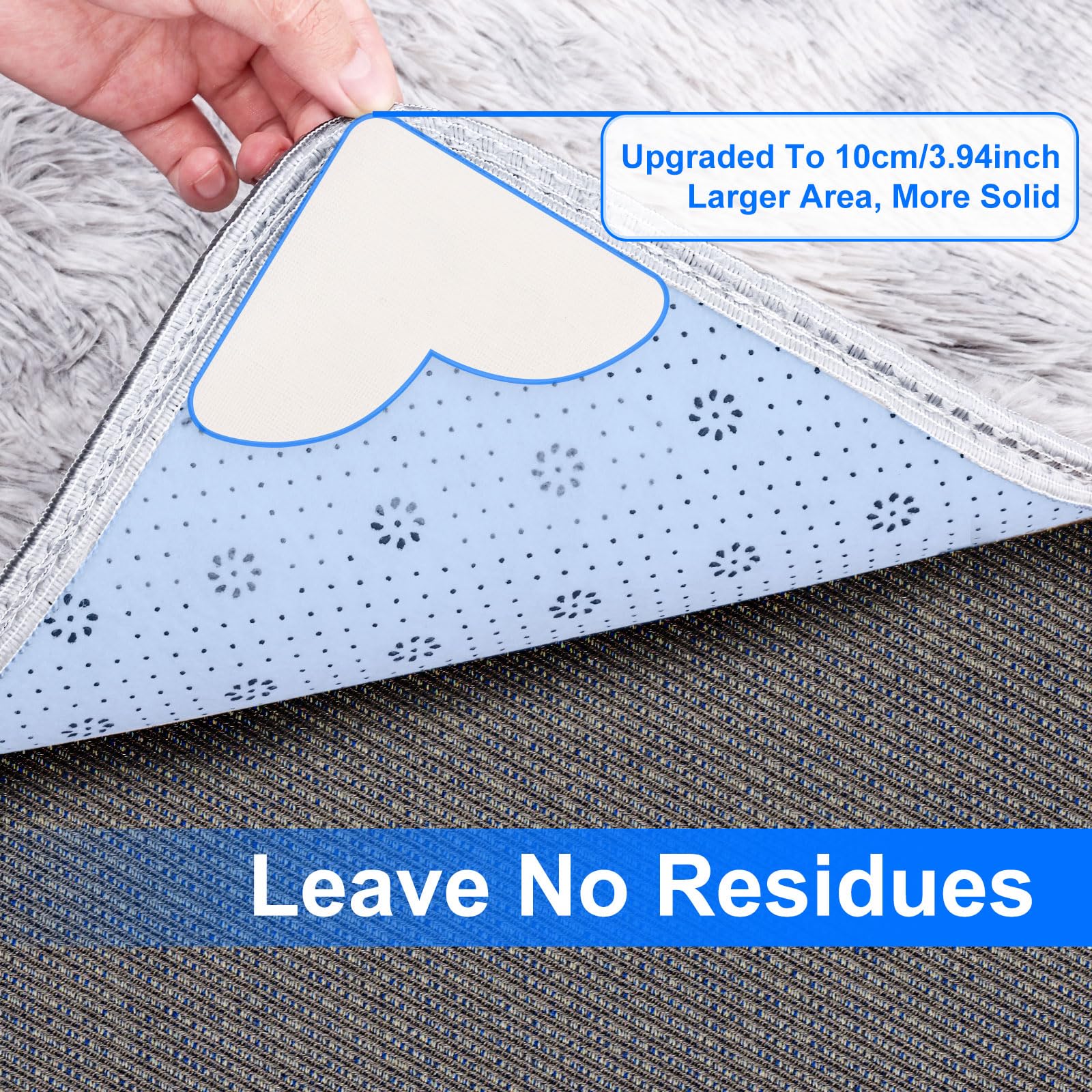 Kadrama 16-Pack Carpet-to-Carpet Rug Grippers | Cloth-Backed Heavy-Duty Anti-Slip Pads | Secure Rugs Over Carpets, Tiles, Hardwood | Prevent Sliding, Curling, Tripping (4