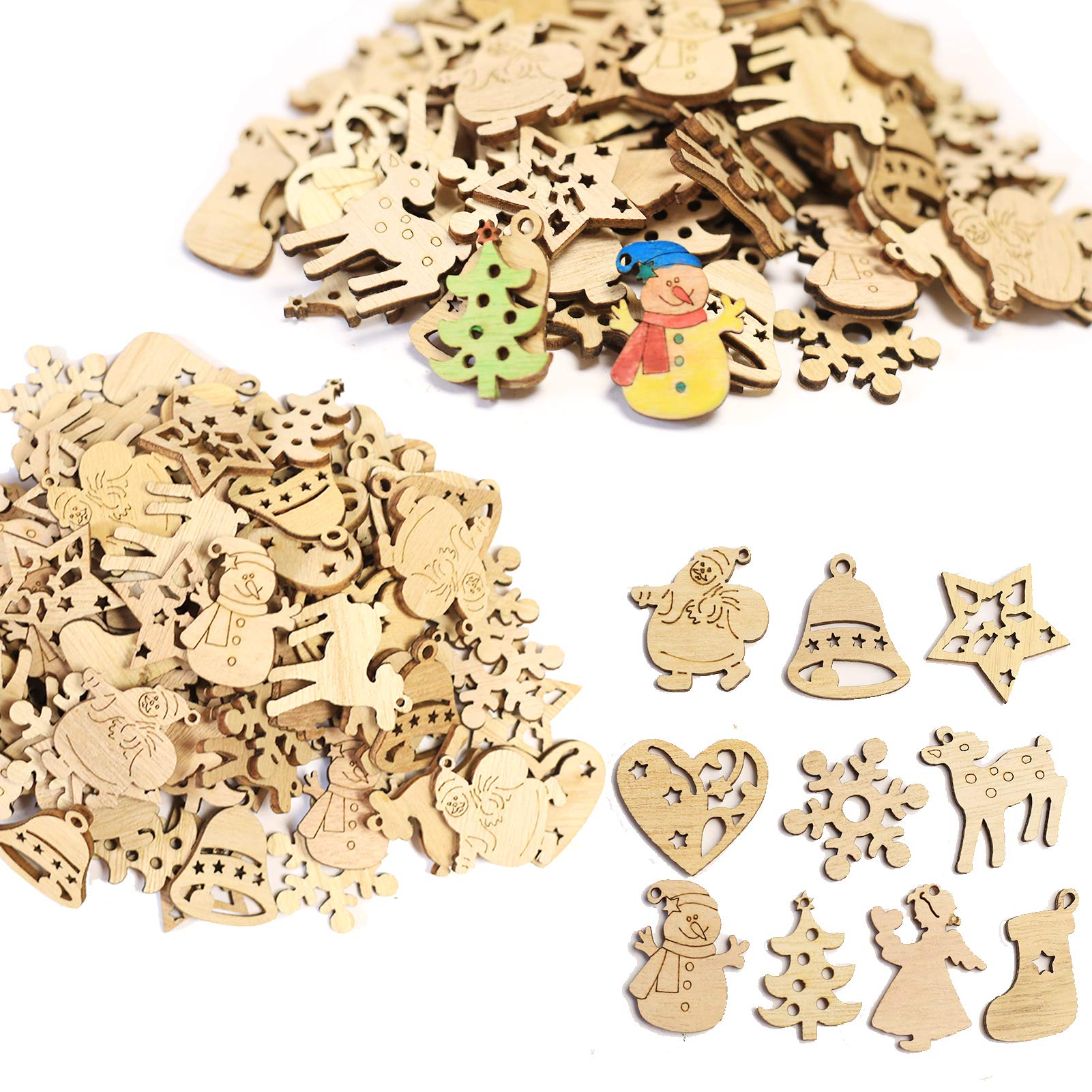 100 Stuks Onvoltooide Houten Sneeuwvlokken, Mini