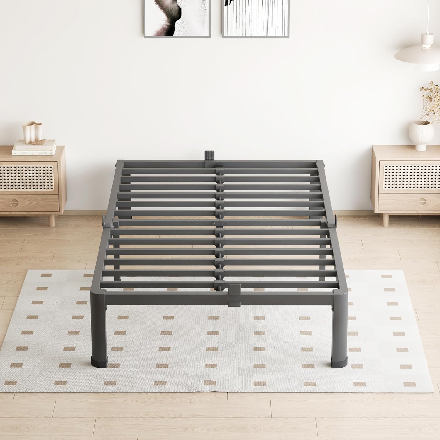10 Inch Twin Size Bed Frame, 3500Lbs Heavy Duty Metal Platform with Round Corner Legs Mattress Slide Stopper, Steel Slat Support No Box Spring Needed, Noise Free, Non-Slip, Easy Assembly - Image 6