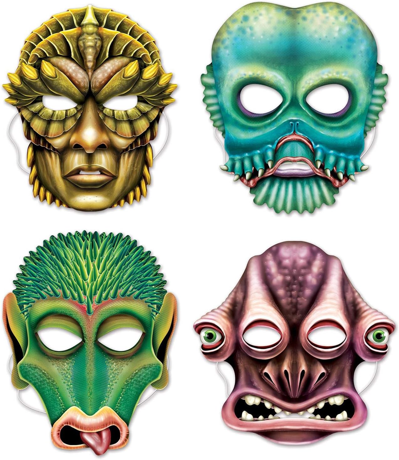 Beistle 8Piece Alien Masks, 11.25" to 12.25", , Multicolored