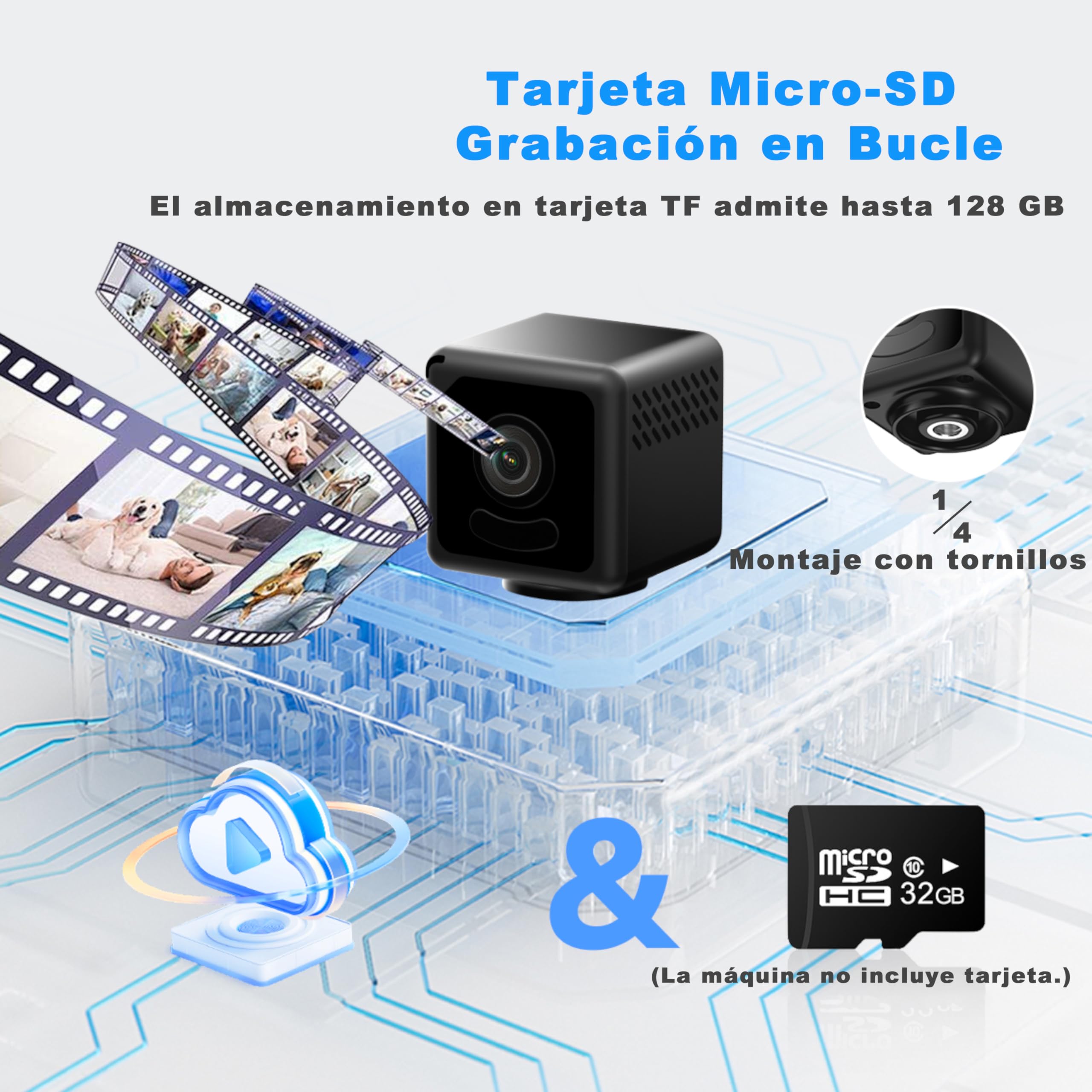 Mini Camara Espia HD 1080P WiFi Oculta Cámara Espía con Visión Nocturna y Detección De Movimiento, Mini Cámaras De Vigilancia inalambricas Larga Duracion, Camara Vigilancia Wifi para Interior Negro