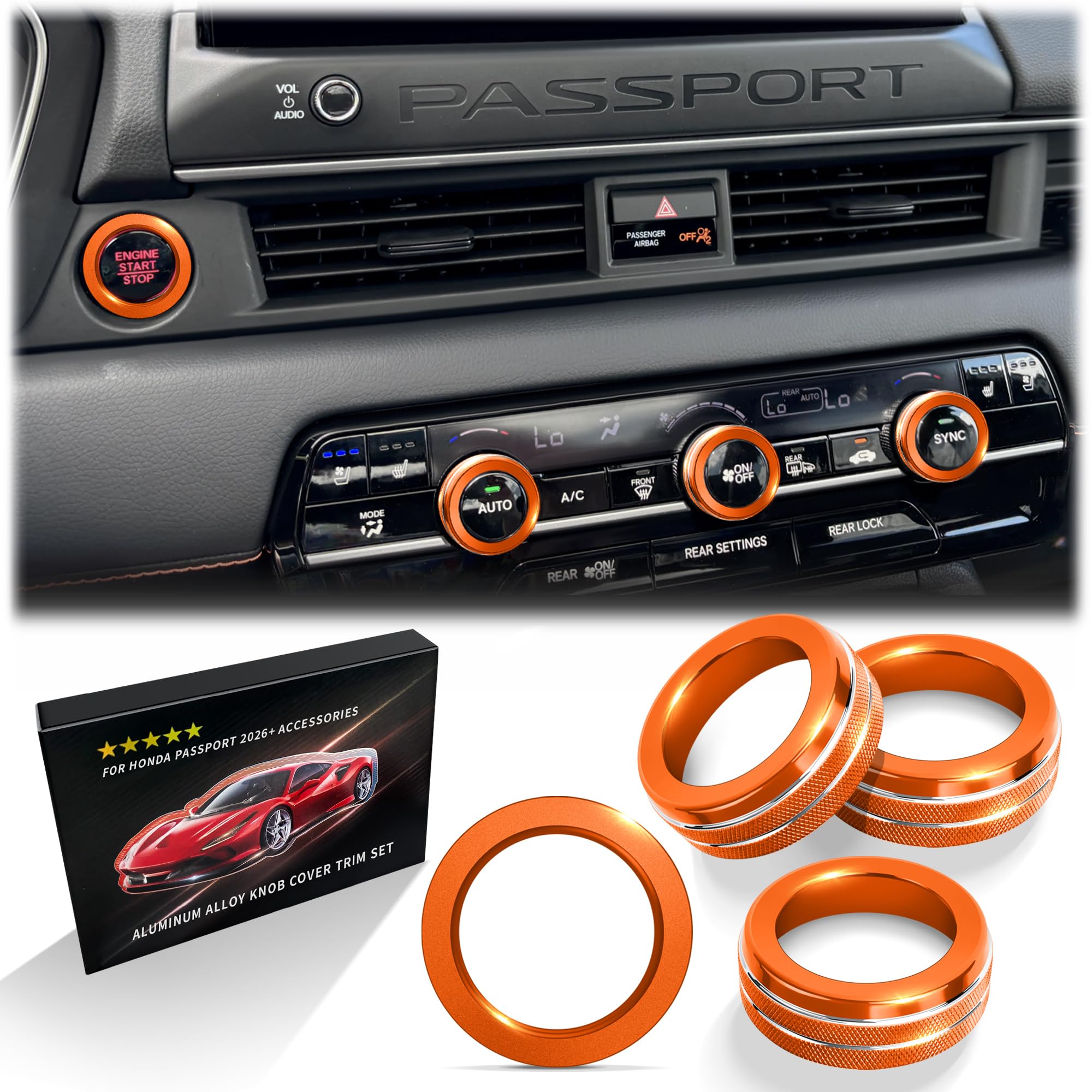 2026 Honda Passport Accessories 4pcs Aluminum Knob Covers Trim Kit