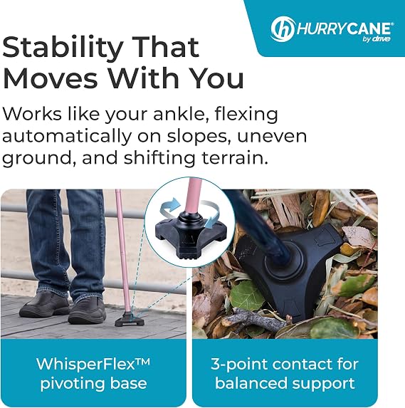 HurryCane HCANE-PP-C2 Freedom Edition Foldable Walking Cane with T Handle
