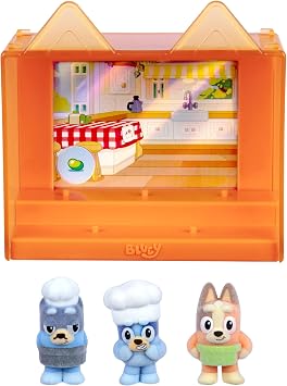 Bluey Fuzzies Episode Pack Pavlova, 3 Flocked Mini-Figures | Includes exclusive figure, display case, trading card & guide; 50 to collect in Series 1, kids toys