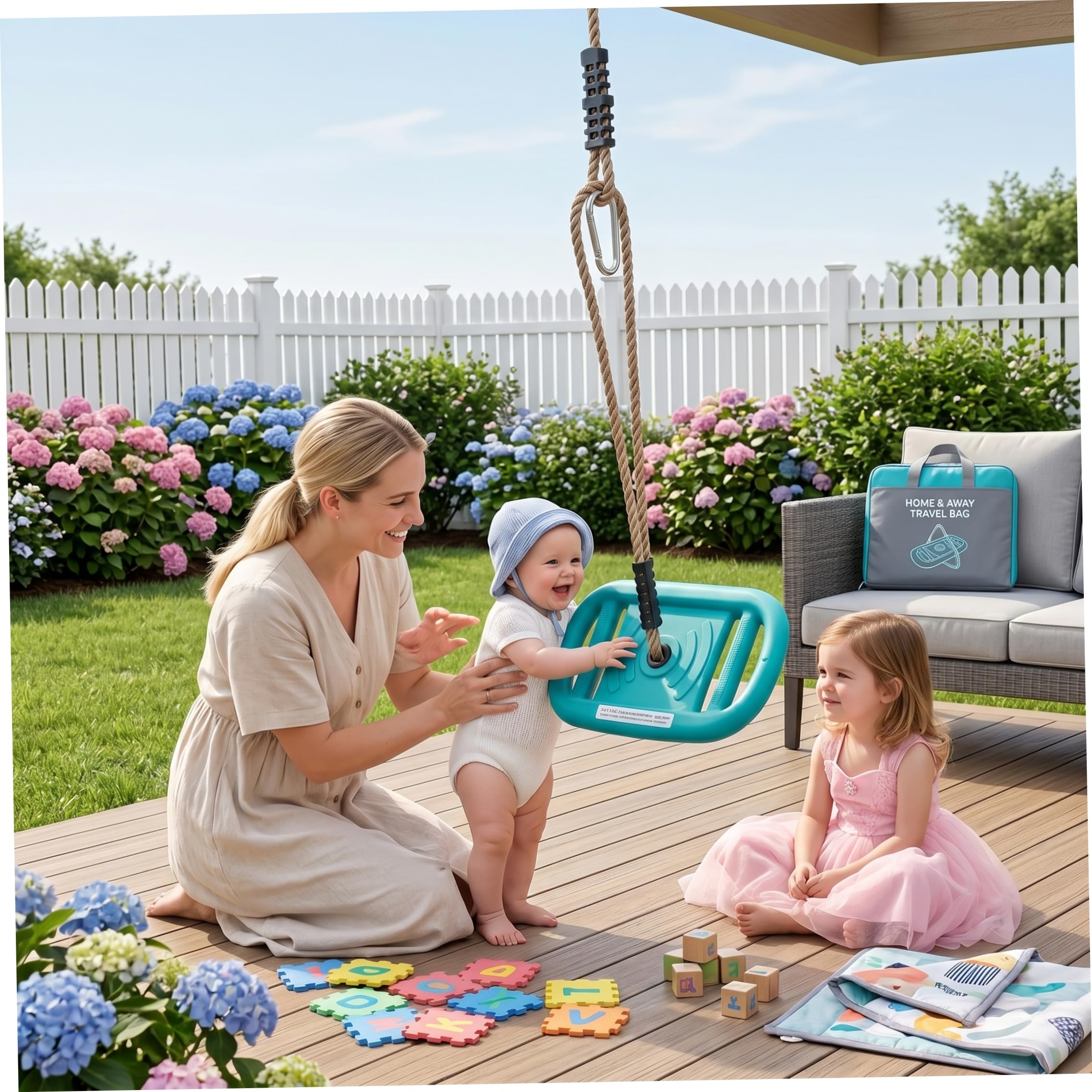 Columpio de árbol para niños, Columpio Sentado/tirando/de pie para Jugar en Interiores y Exteriores, Ejercicio Ajustable y Actividad Divertida para niños, 60 Pulgadas
