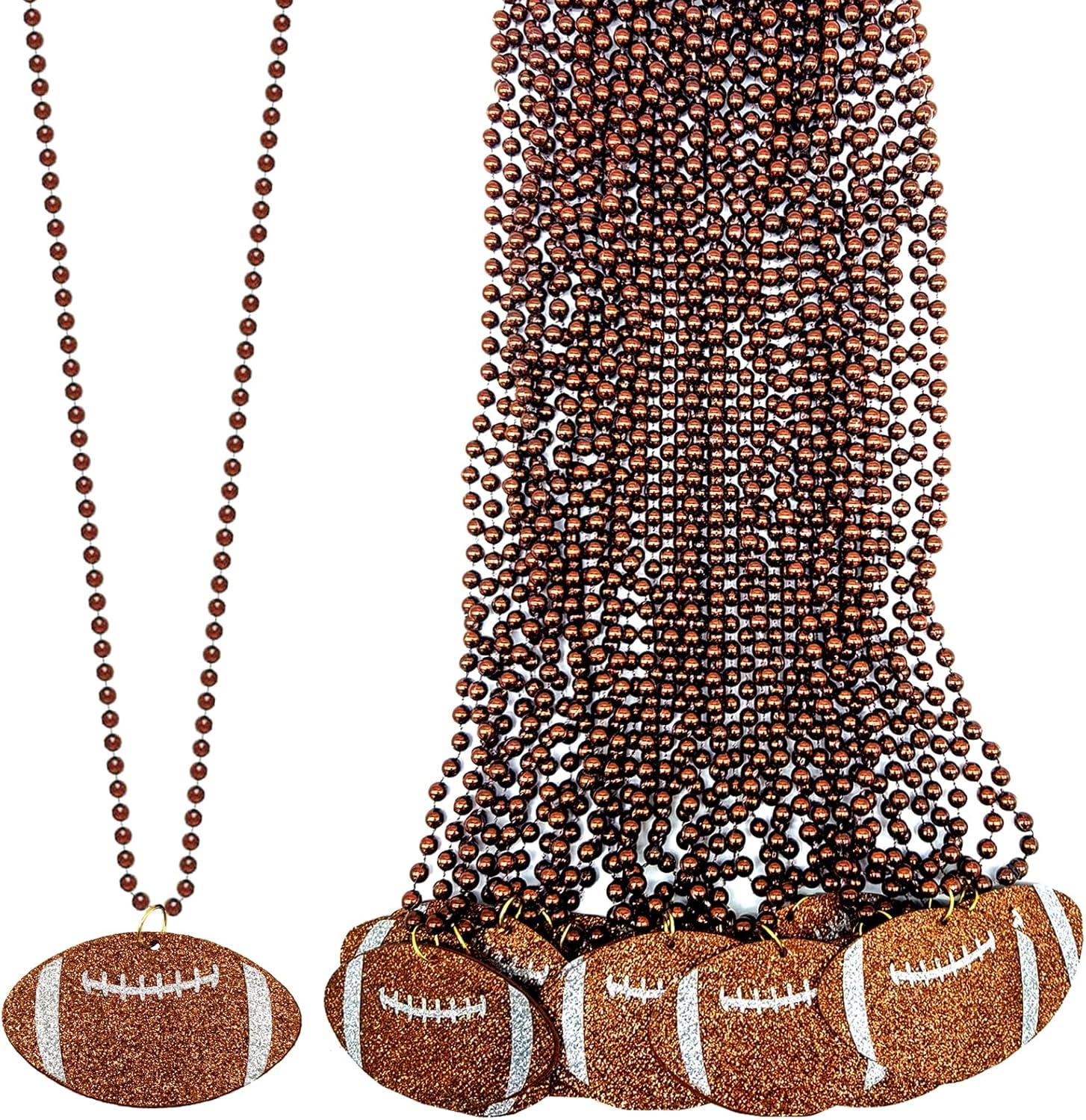 24 Pack Football Pendant Bead Necklaces with Felt Pendants for Football Party Supplies