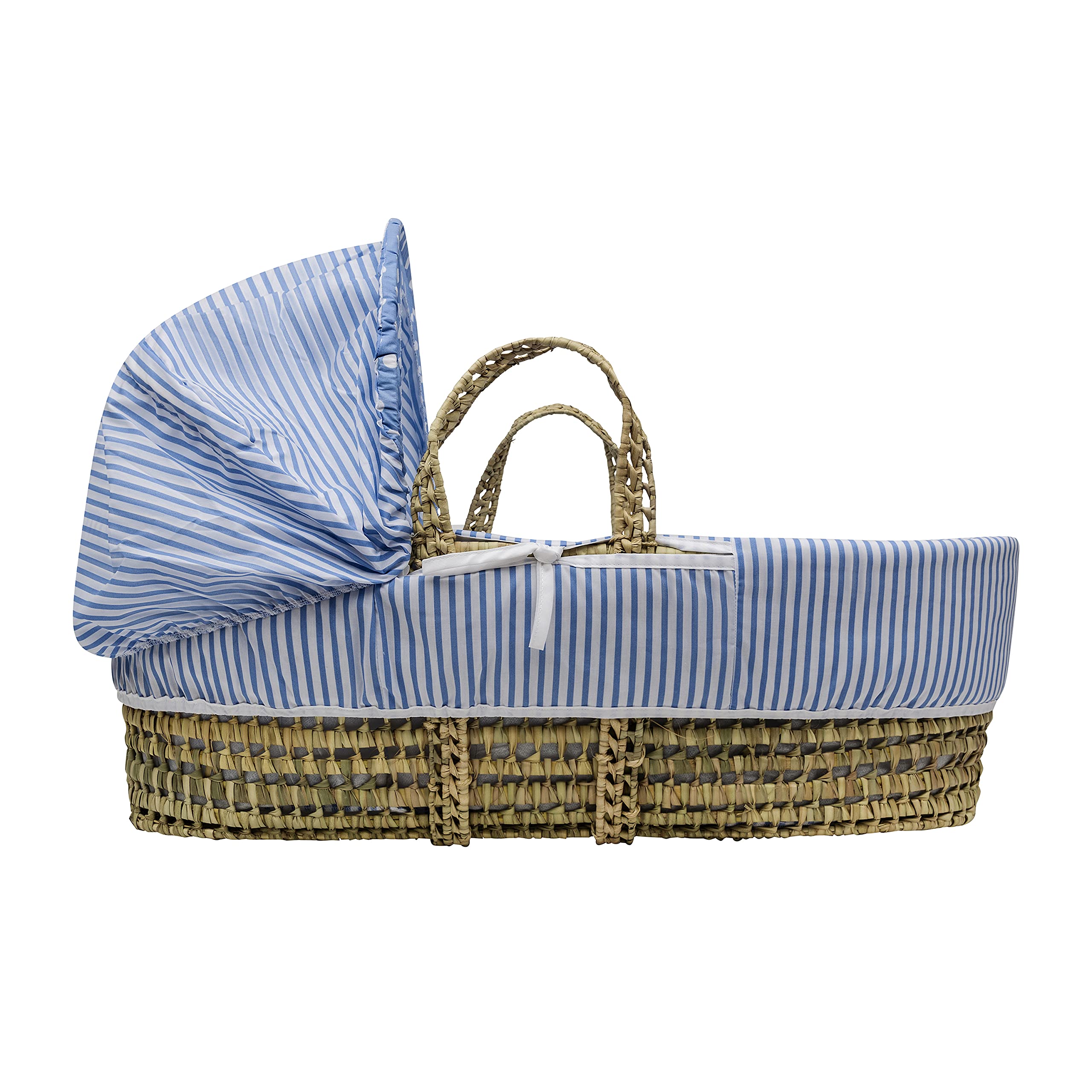 Kinder Valley Blue Spots & Stripes Palm Moses Basket with Natural Opal