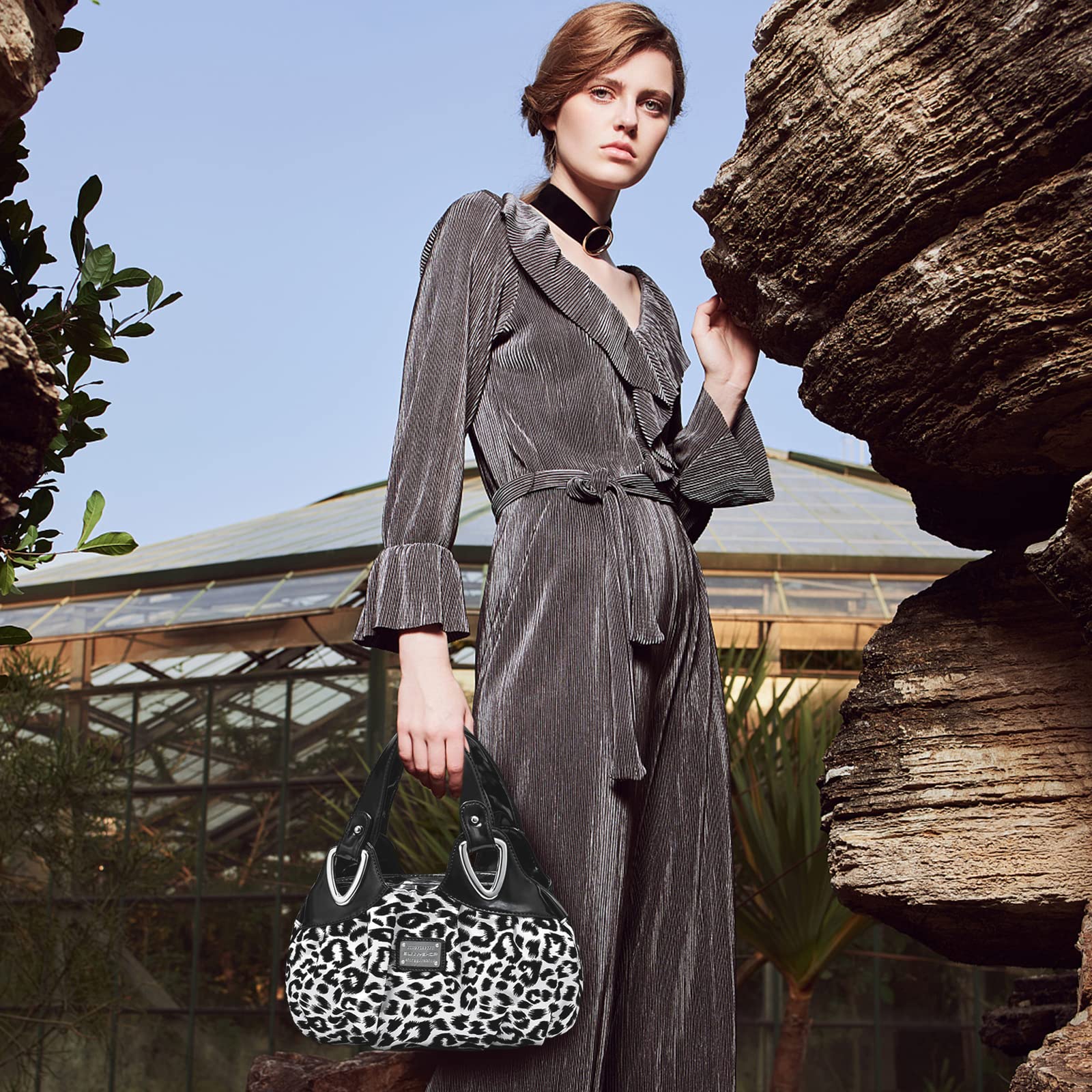 NICOLE & DORIS Bolsos de Mujer, Bolso Señora Tote PU Cuero Bolso Hombro de Flores Bolso Shopper