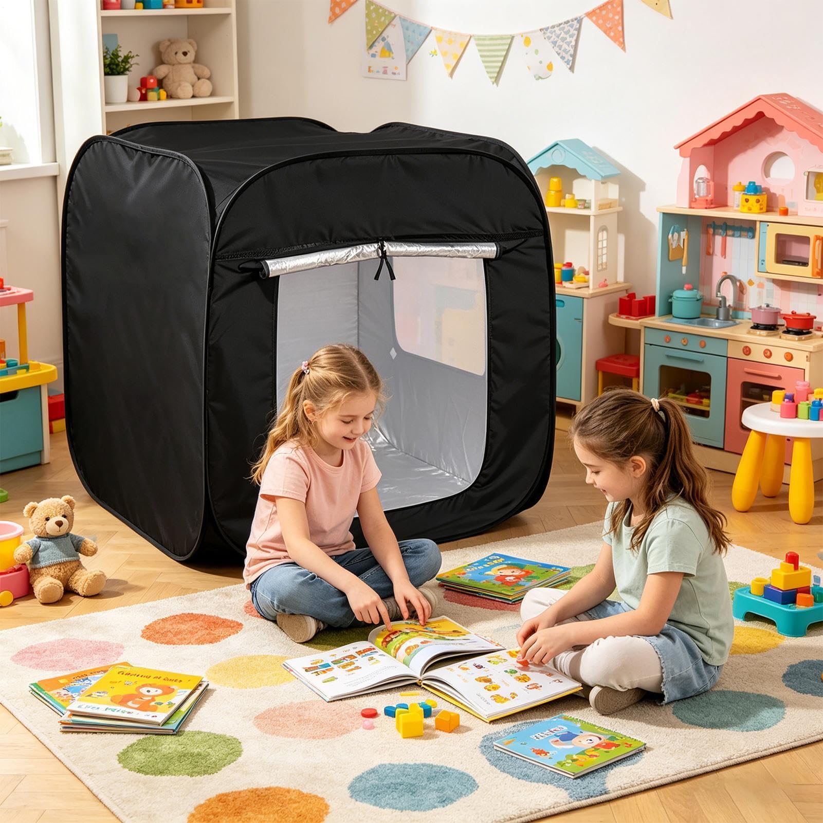 Kinder Pop-up Sensorik Wasserfestes Versteck mit | Großes Blackout Autismus- Geeignet für Kinder und Zimmer, Zuhause Hinterhof Camping Outdoor Reisen und Lesen Lernen