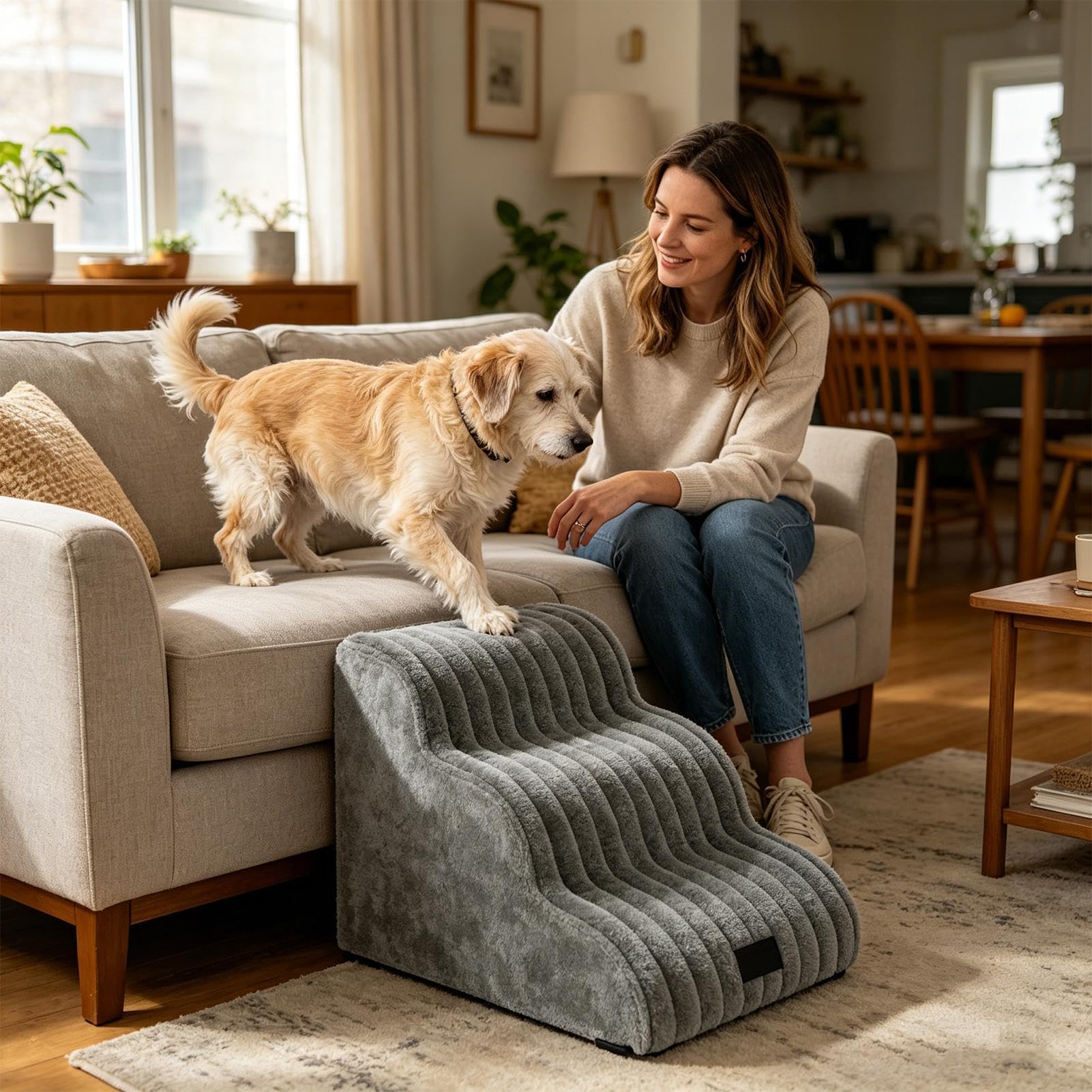 Scale per Animali Domestici Scaletta per Animali Rimovibile e Lavabile | Gradini per Cuccie di Cani per Gatti di Piccola Taglia e Anziani Cuccioli Divano Poltrona Appartamento Balcone, Terrazza e