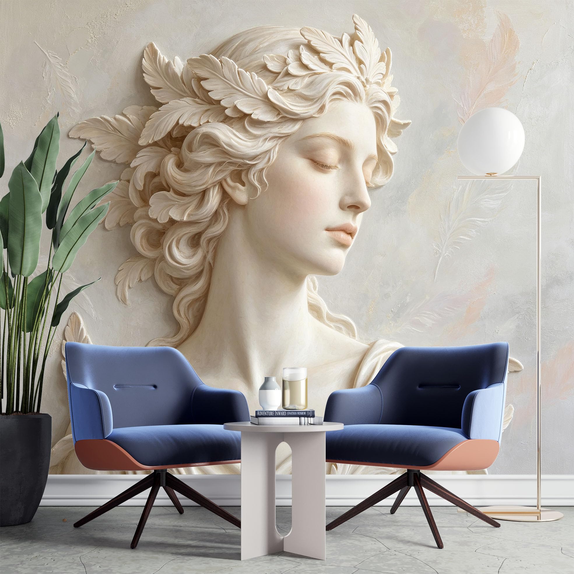Fototapeten 3D Fototapete 500 x 280 Cmklassische Göttinnen Lorbeerkranz Tapete Wandbild Nicht Gewebt Moderne Wandkunst für Wohnzimmer Schlafzimmer Hintergrund