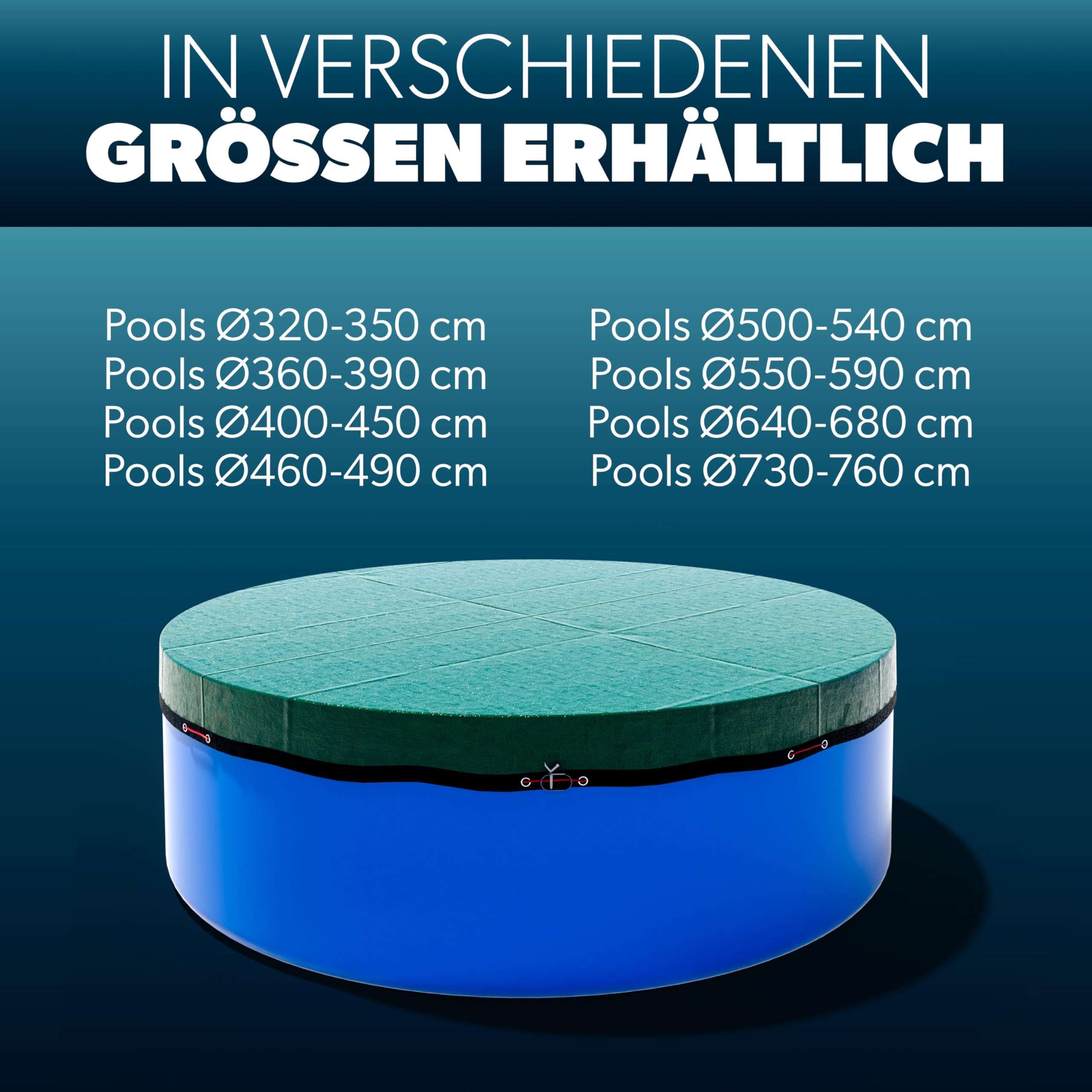 poolomio® Bâche d'hiver Ovale pour Piscine - 8 x 4 m - Renforcée en Tissu 110 g/m² - avec Cordon de Fixation