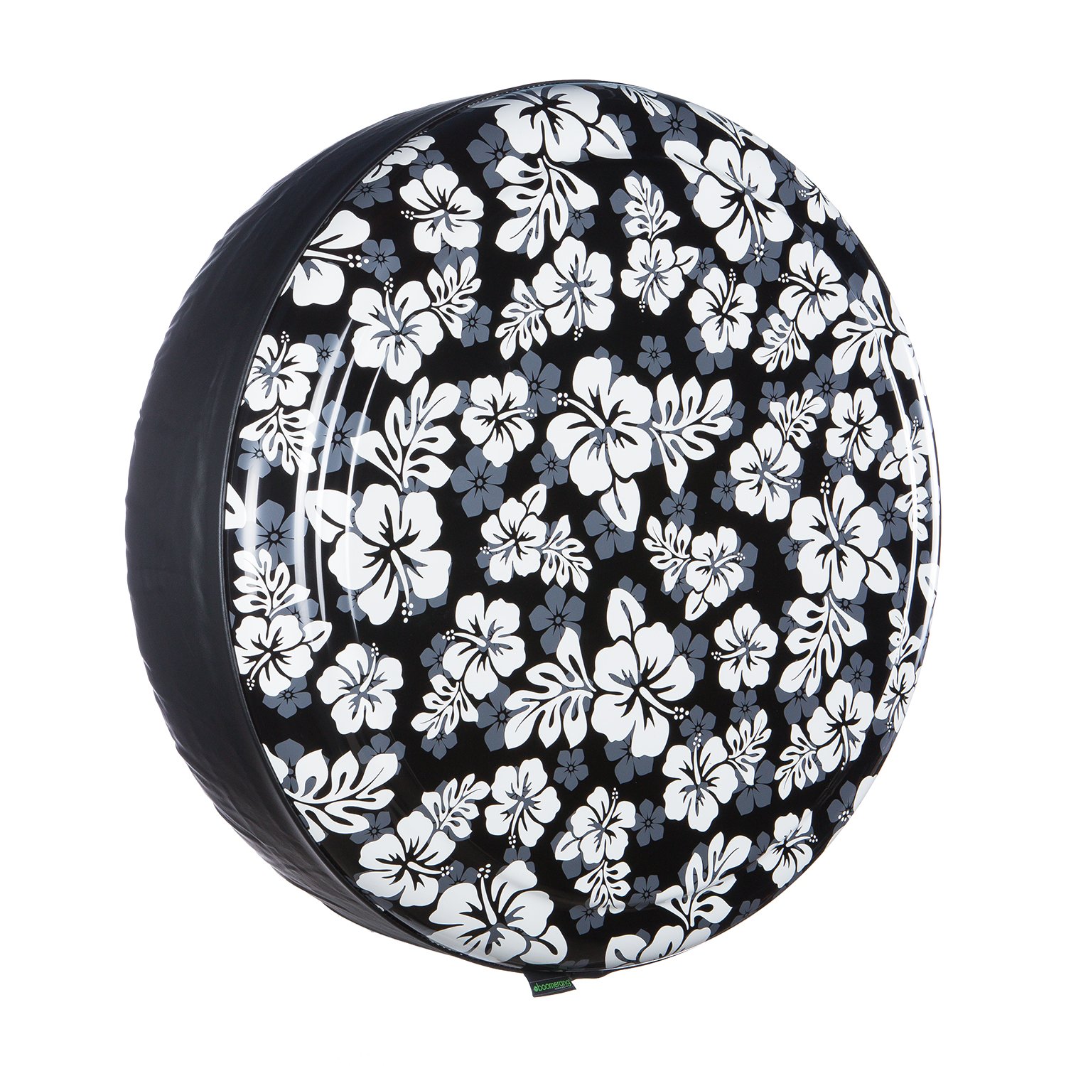 32" Rigid Tire Cover (Plastic Face & Vinyl Band) - Hawaiian Print - Black