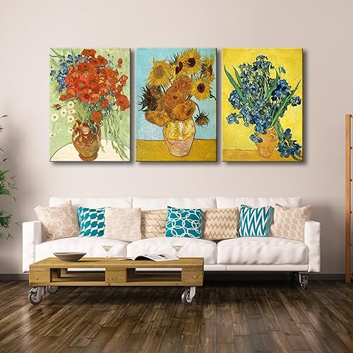 Vista 10 de Wieco Art Great Wave of Kanagawa Katsushika Hokusai 3 piezas modernas sobre lienzo estirado impresiones sobre lienzo, arte de pared para decoración