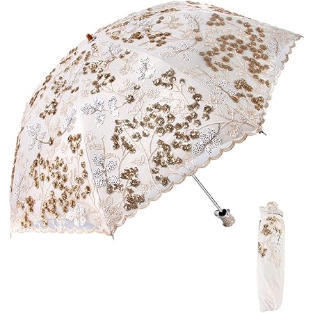 Amazon 日傘 花柄刺繍傘 ピカピカ 折りたたみ傘 遮光遮熱uvカット 手動開閉 超耐風 8本骨 コンパクト 携帯しやすい Uvanti 折りたたみ傘 通販