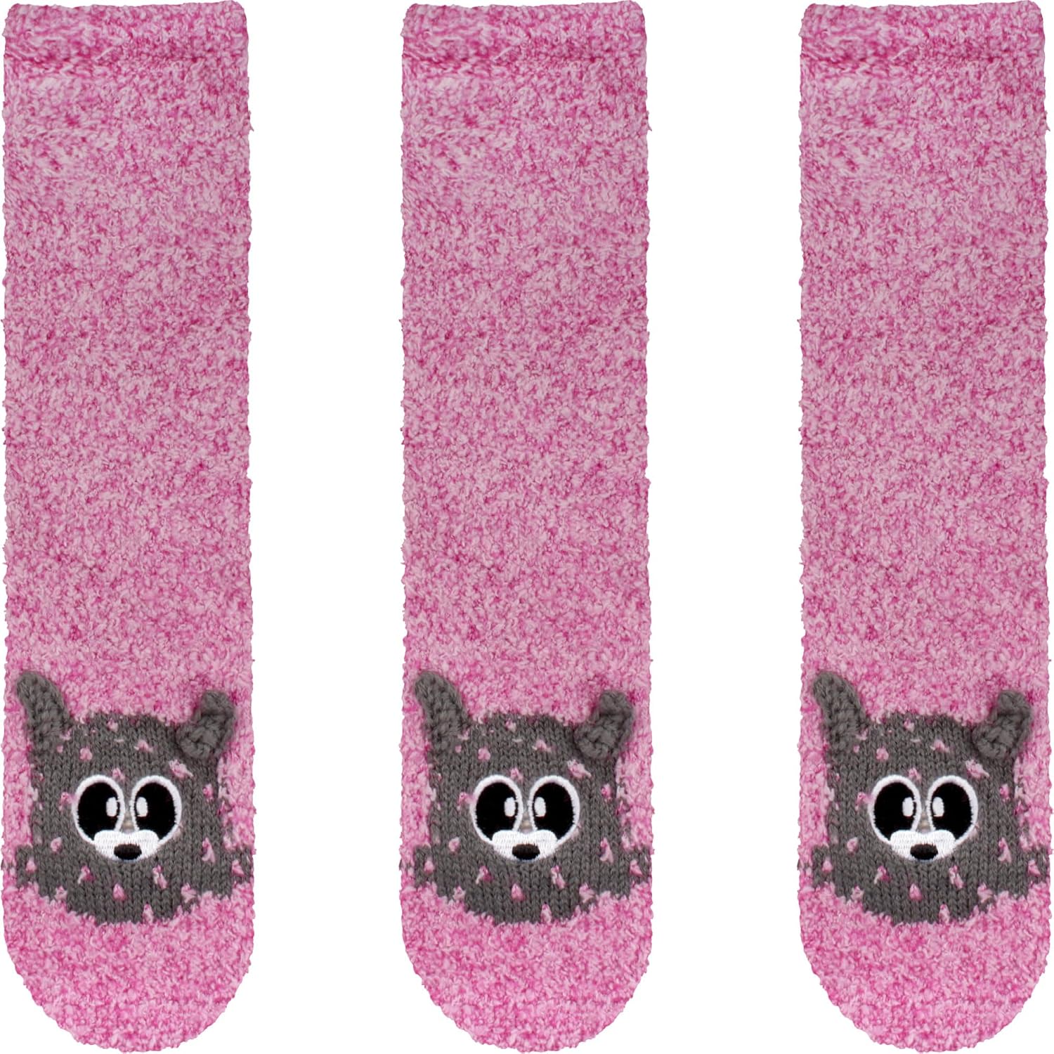 BambooMN Super Soft Warm Cute Furry Animal Non-Slip Fuzzy Cozy Fluffly Crew Winter Home Socks, Value Pack