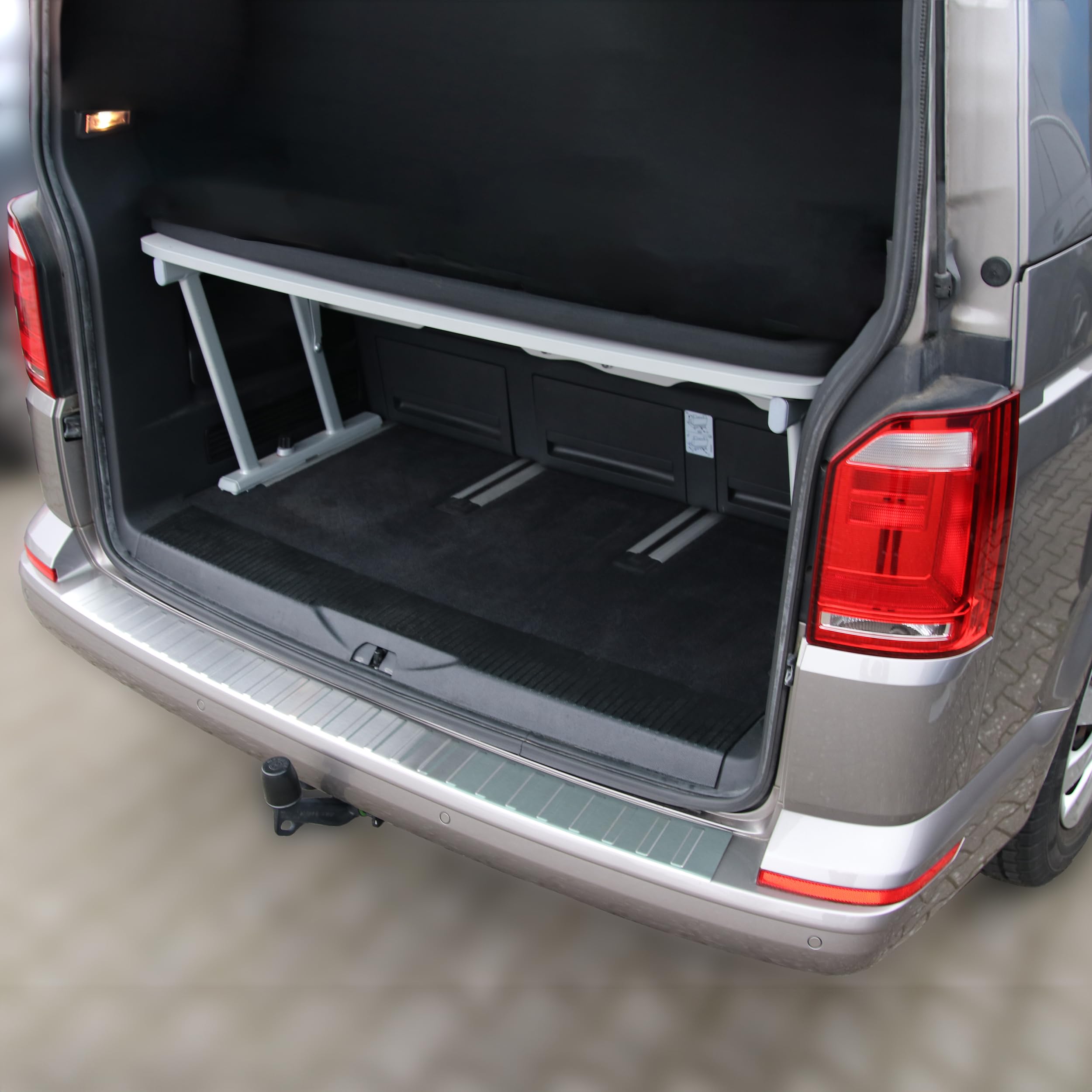RECAMBO Protezione per paraurti in acciaio inox compatibile con VW T6 | anno di costruzione dal 2015 opaco spazzolato con texture styling e protezione per il paraurti