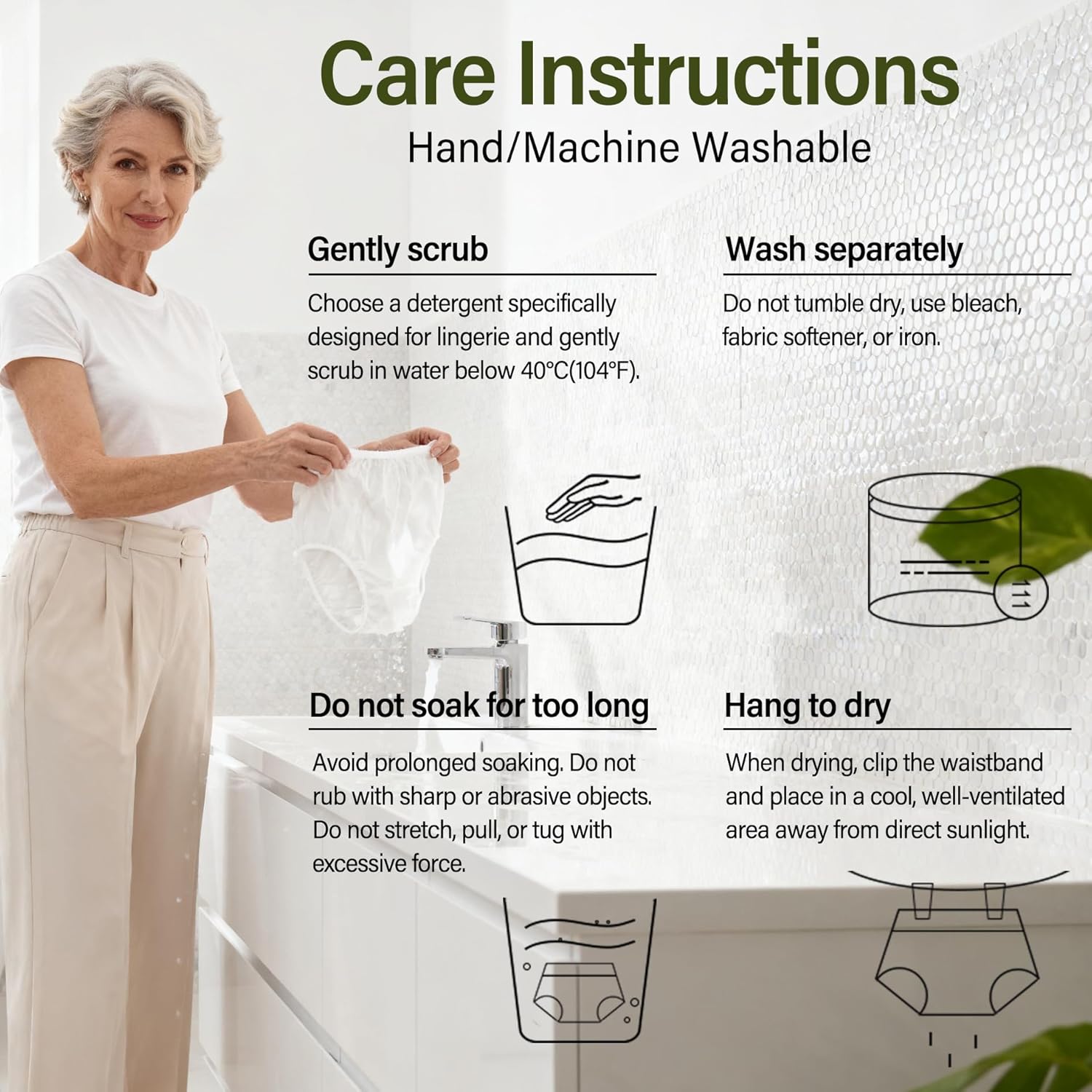 Adult Diaper Cover Plastic Pants, Washable Reusable Waterproof Underwear, Rubber Pants for Adults with Leak Protection, Adjustable Briefs for Incontinence Care (White, X-Large) - Image 8