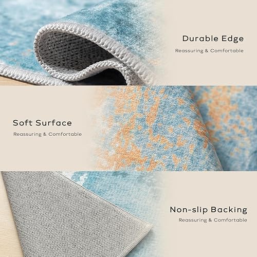 Miniatura 99 de Ashler - Alfombras bohemias vintage de 5 x 8 pies para sala de estar, lavables a máquina con parte trasera antideslizante, alfombra para interiores