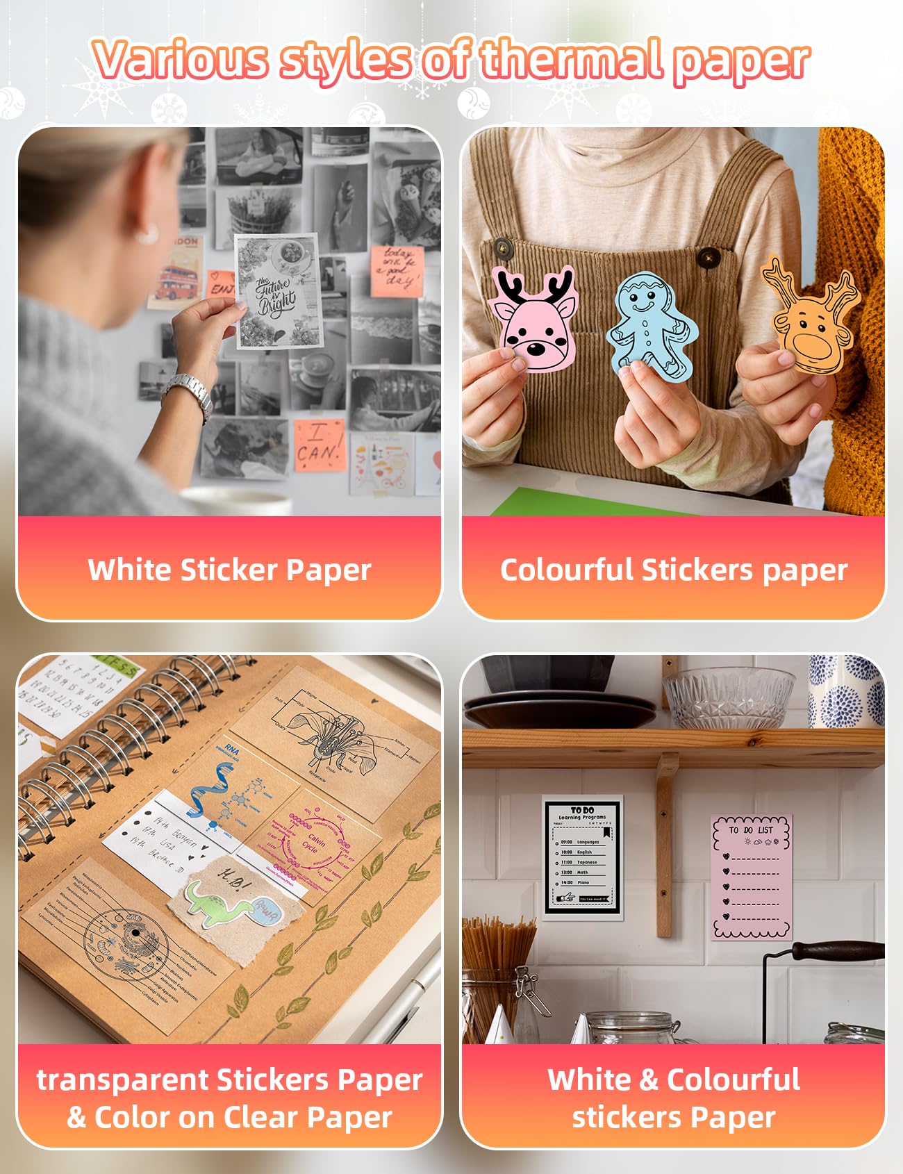 Memoking Mini Imprimante Thermique - M02L Petite Bluetooth Mini Imprimante Portable Stickers Autocollant avec 1 Rouleau de Papier, pour Les Photos, Apprentissage, Plaisir, DIY, Cadeaux