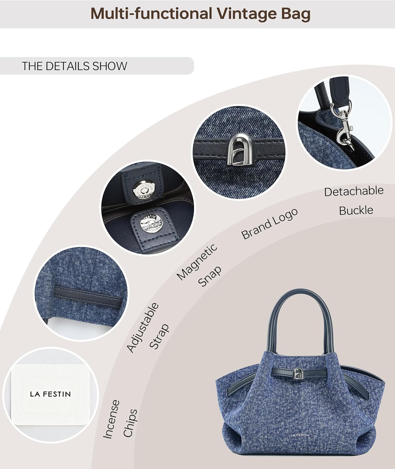 LA FESTIN Genuine Leather Handbags for Women, Small Satchel Purse - Mini Tote Clutch, Easy to Carry and Stylish for Daily Use - Image 4