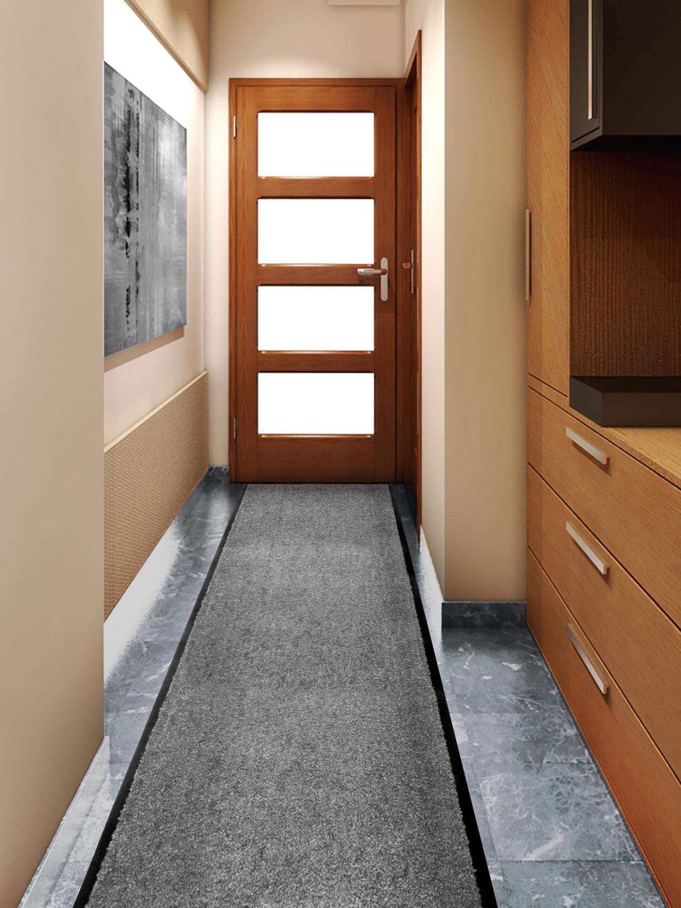 Primaflor Schmutzfangläufer Clean | 90 x 150 cm | Grau | Meterware | 100 % Polyamid, 9 mm Gesamthöhe, rutschhemmender Vinyl-Rücken, zuschneidbar für Eingang, Flur und Büro
