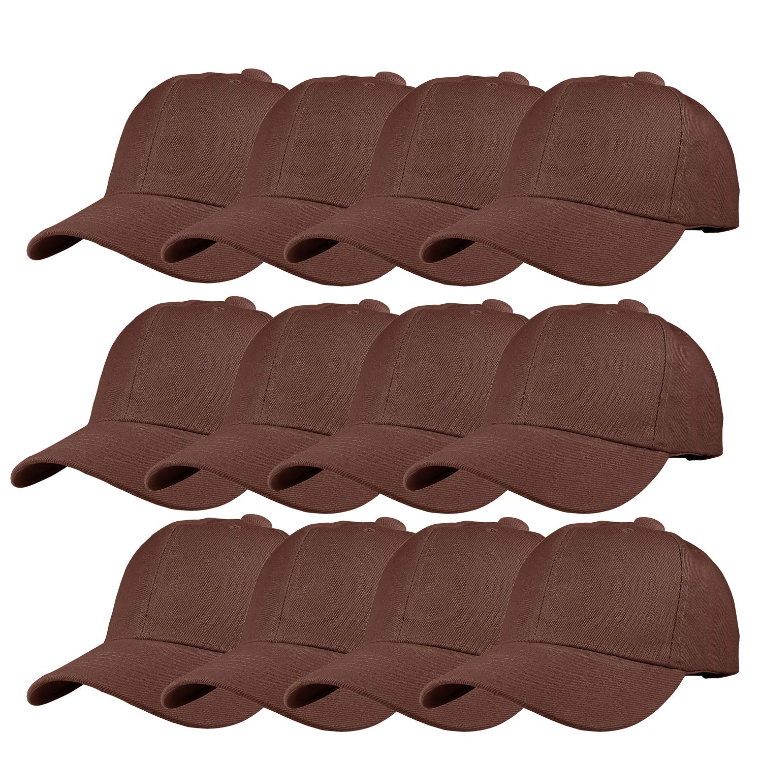 TZ Promise 12 Pack Wholesale Unisex Plain Solid Color Adjustable Baseball Caps Hats