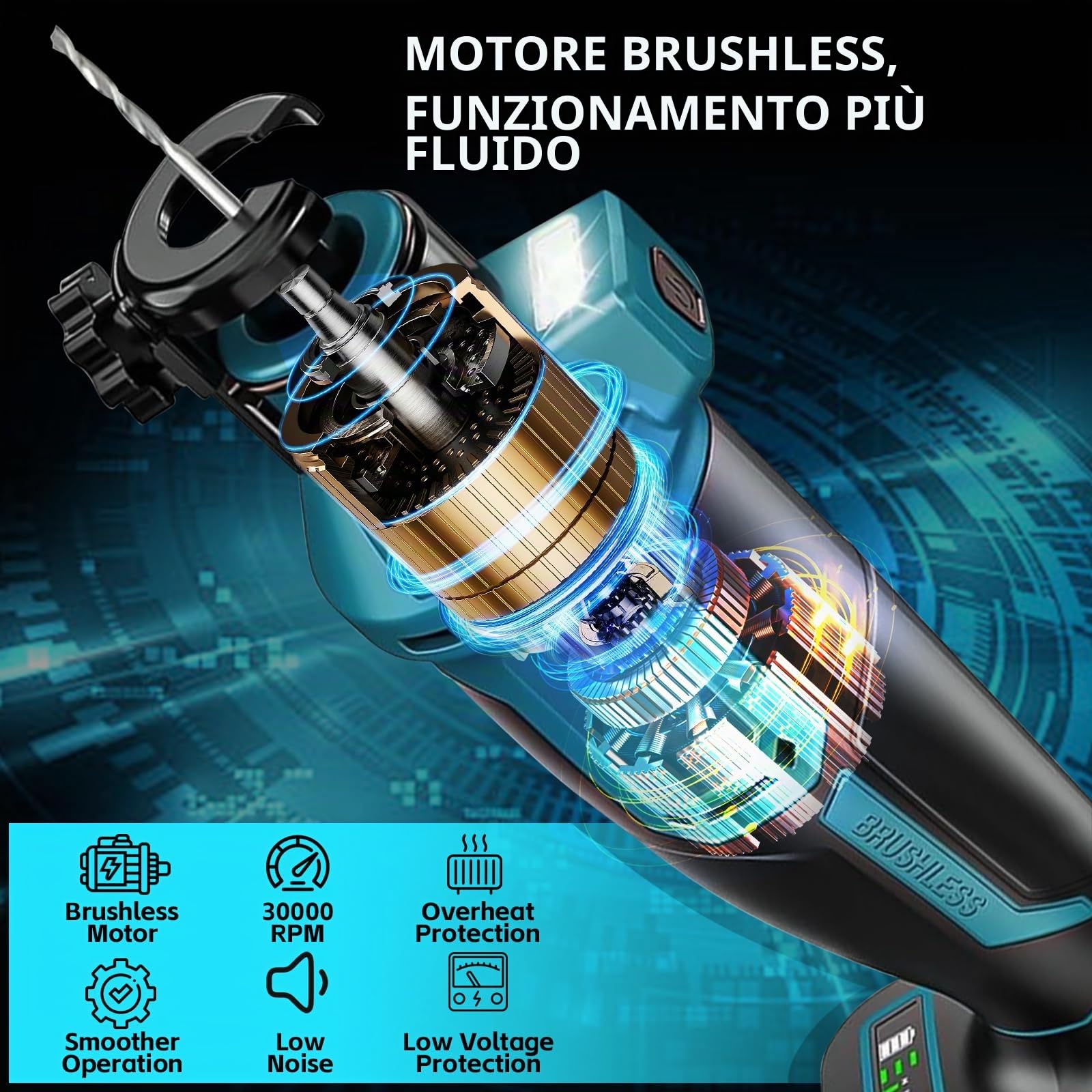 Taglierina per Cartongesso Senza Fili per Makita 18 V Batteria, Taglierina Rotante a Batteria 18 V, Sega da Taglio per Cartongesso, 3 Velocità 20000/25000/30000 rpm, Luce LED, Profondità Regolabile