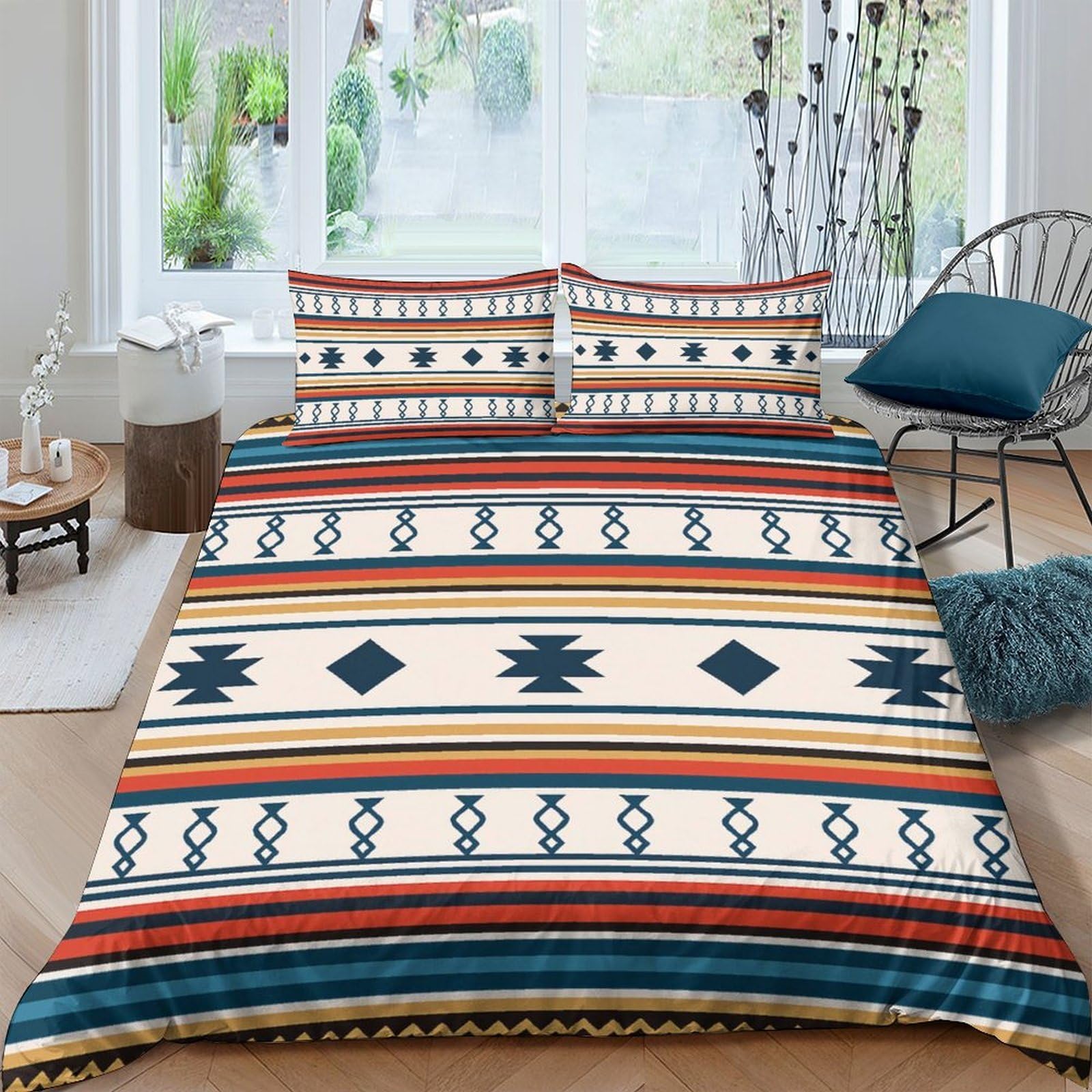 Ctjqhvkz Style-9 3D Printed Aztec Ethnic Pattern Fitted Sheet Microfiber Soft Breathable Tribal Geometric Bed Cover For Bedroom Dorm Mattress Decor Single（135X200cm）
