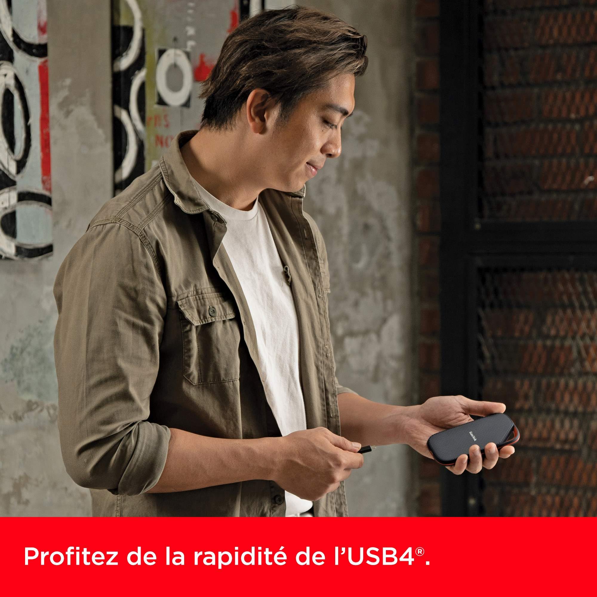 SanDisk Extreme Pro Disque SSD Externe USB4 4 To 3800 Mo/s Lecture 3700 Mo/s Écriture 40 Gbit/s