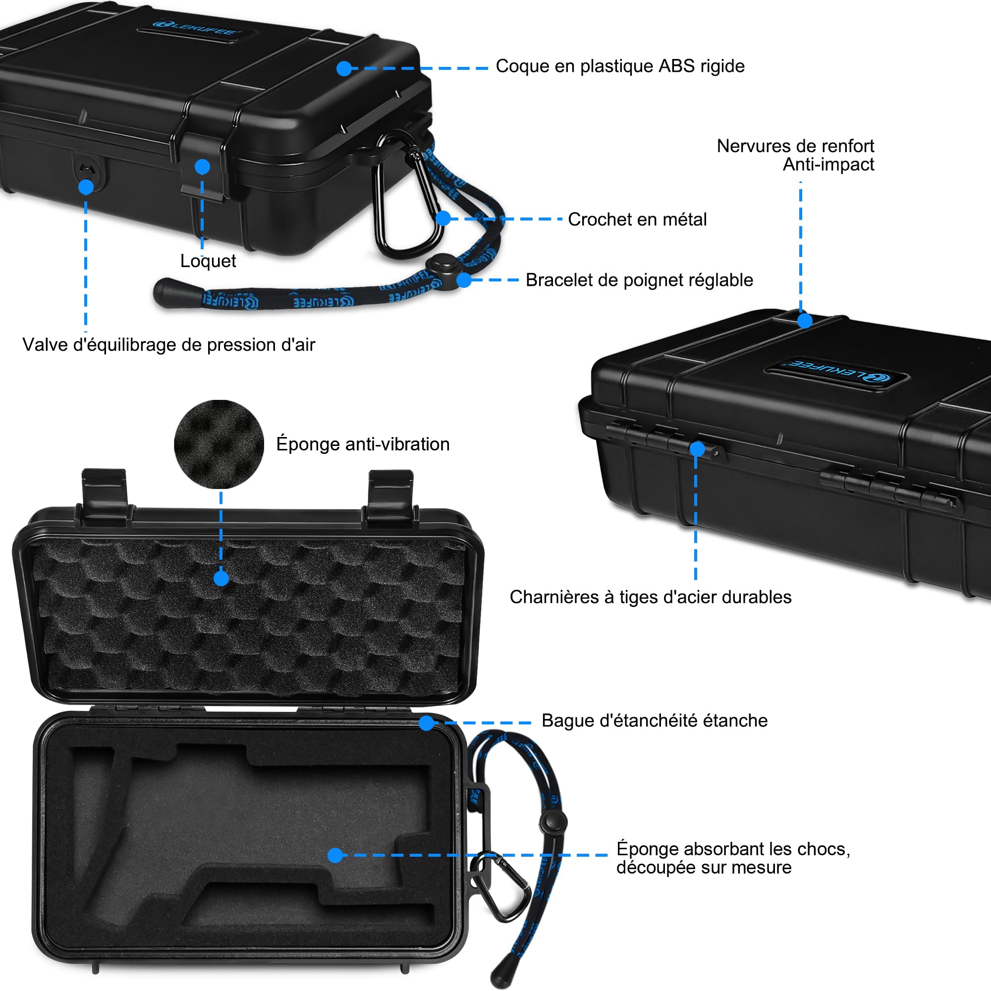 LEKUFEE Étui Rigide étanche de Voyage pour Insta360 Flow 2 Pro, AI Tracker, Spotlight et Autres Accessoires (Uniquement l'étui)
