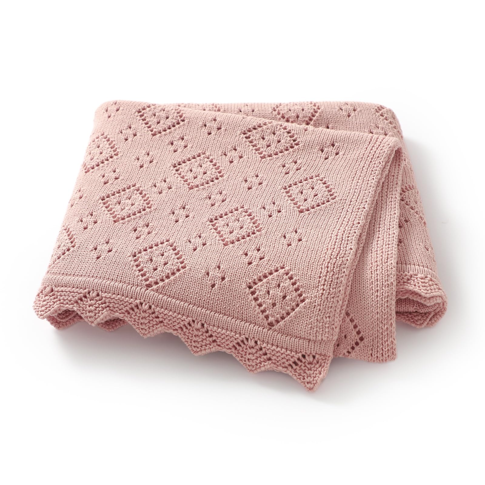 Avibae Baby Swaddle Blanket 100% Cotton Gender Neutral Pointelle Receiving Blanket for Boys Girls Cuddle Stroller Crib
