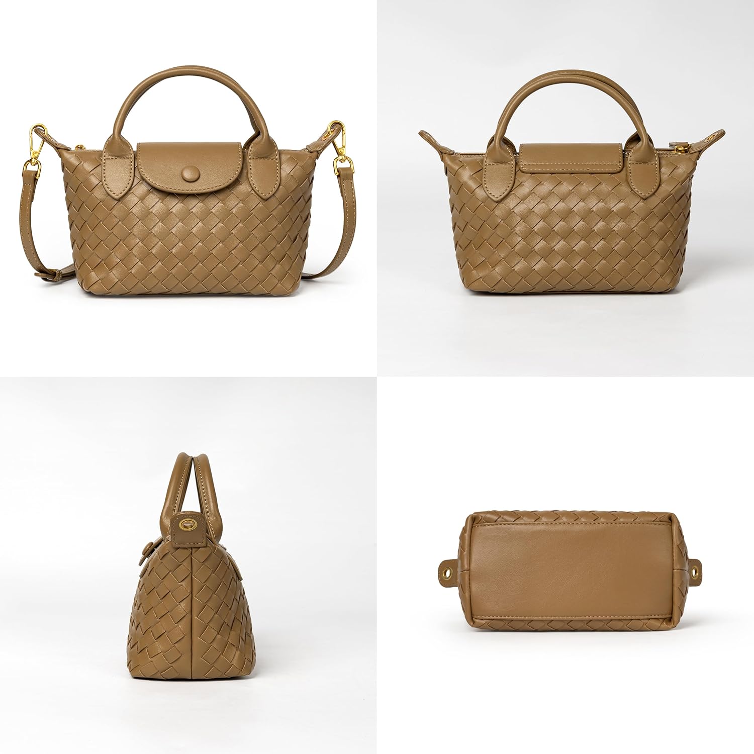 Joryin Hand Woven Purses for Women, Mini Crossbody Bag Dumpling Bag. Top Handle Bag Small Purse Braided Vegan Leather